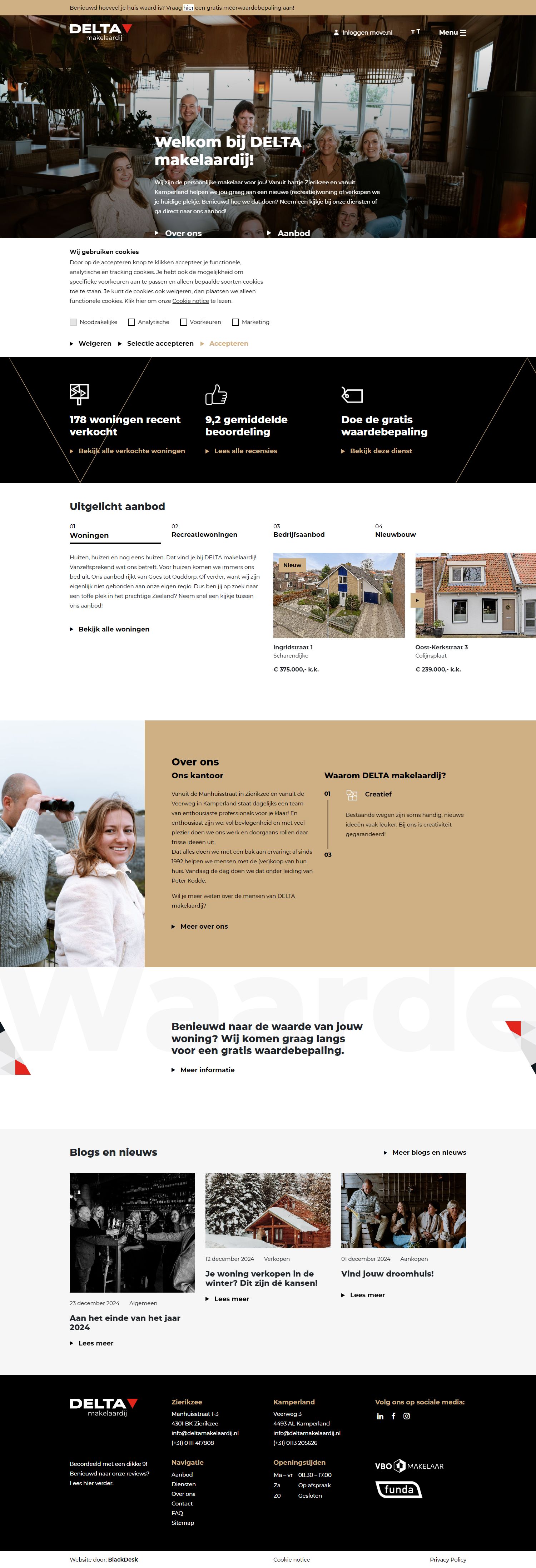 Screenshot van de website van www.deltamakelaardij.nl