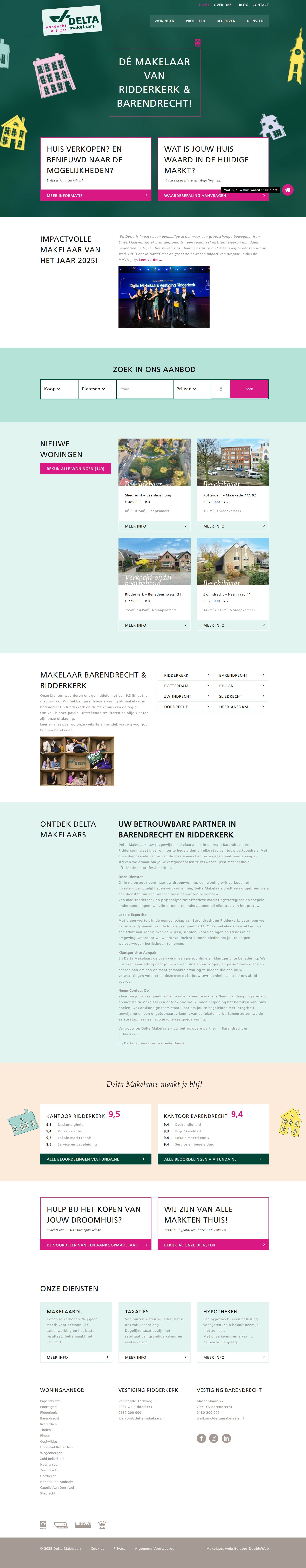 Screenshot of the website of www.deltamakelaars.nl