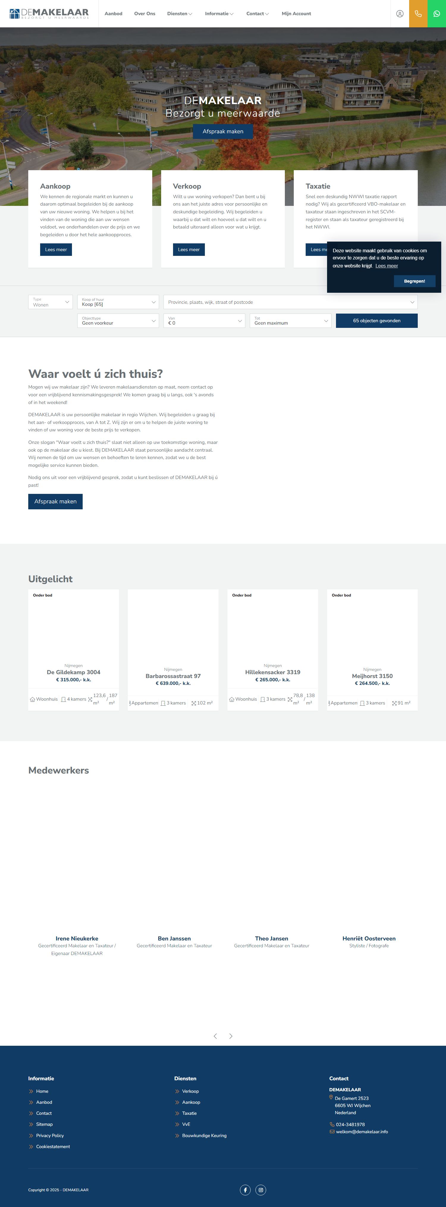 Screenshot van de website van www.demakelaar.info