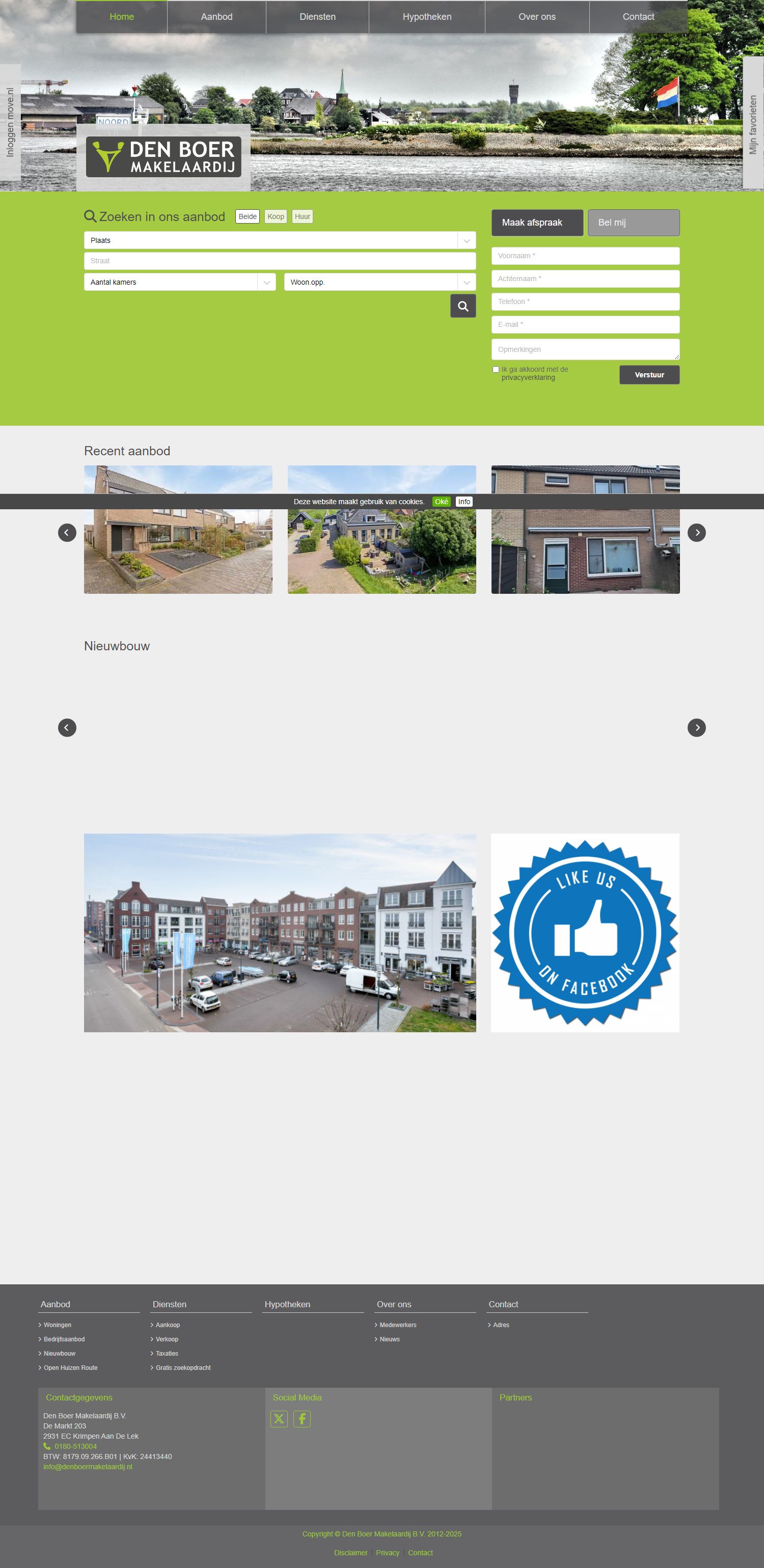 Screenshot van de website van www.denboermakelaardij.nl