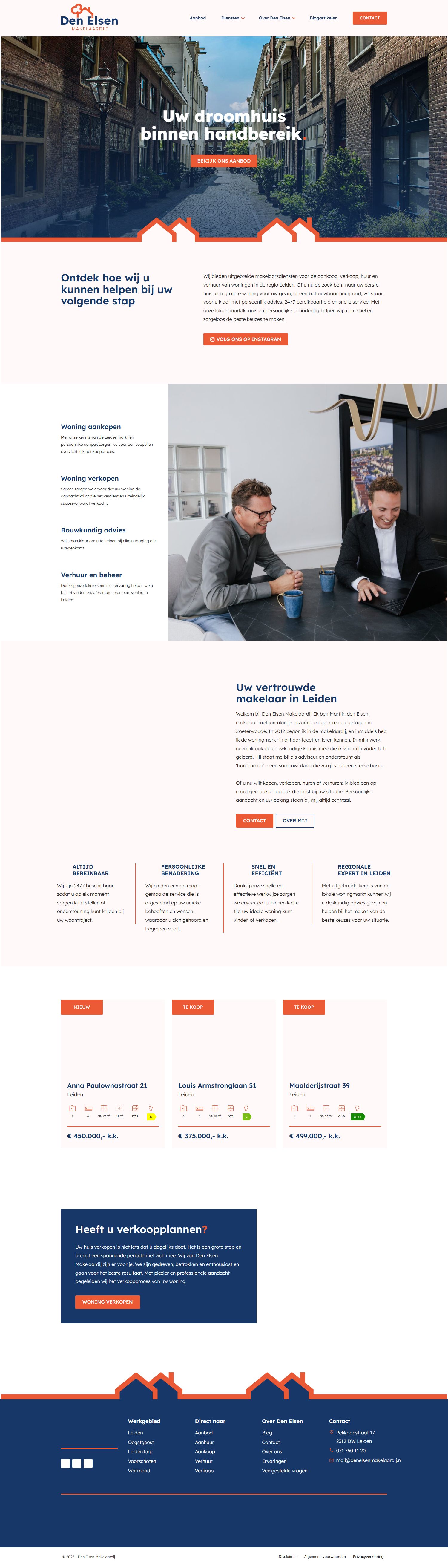 Screenshot van de website van www.denelsenmakelaardij.nl