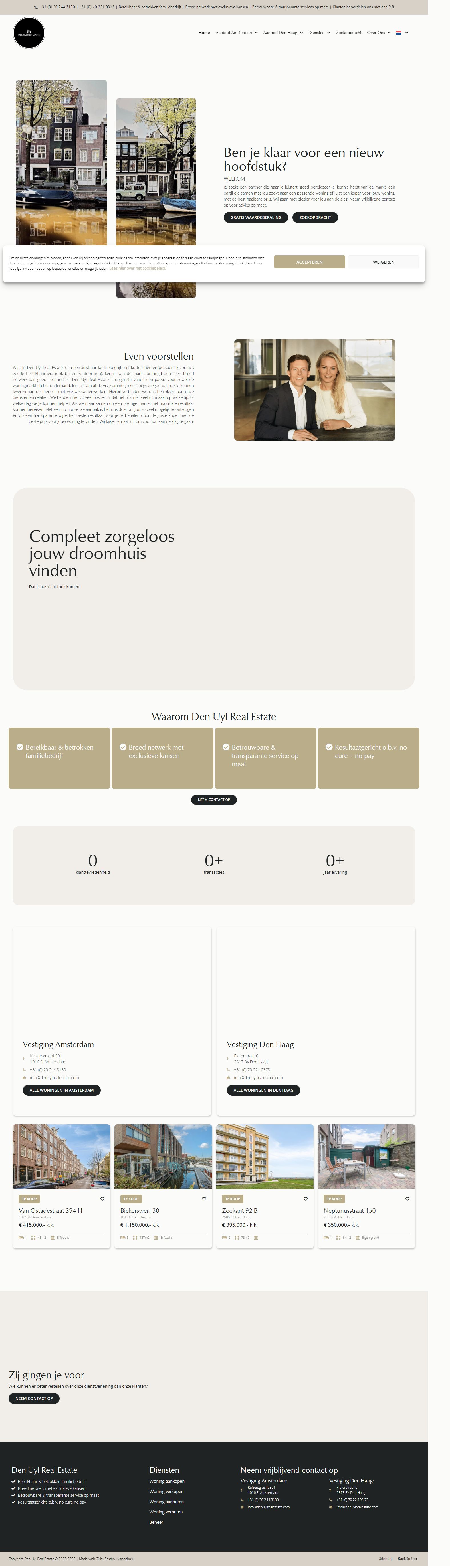 Screenshot van de website van www.denuylrealestate.com