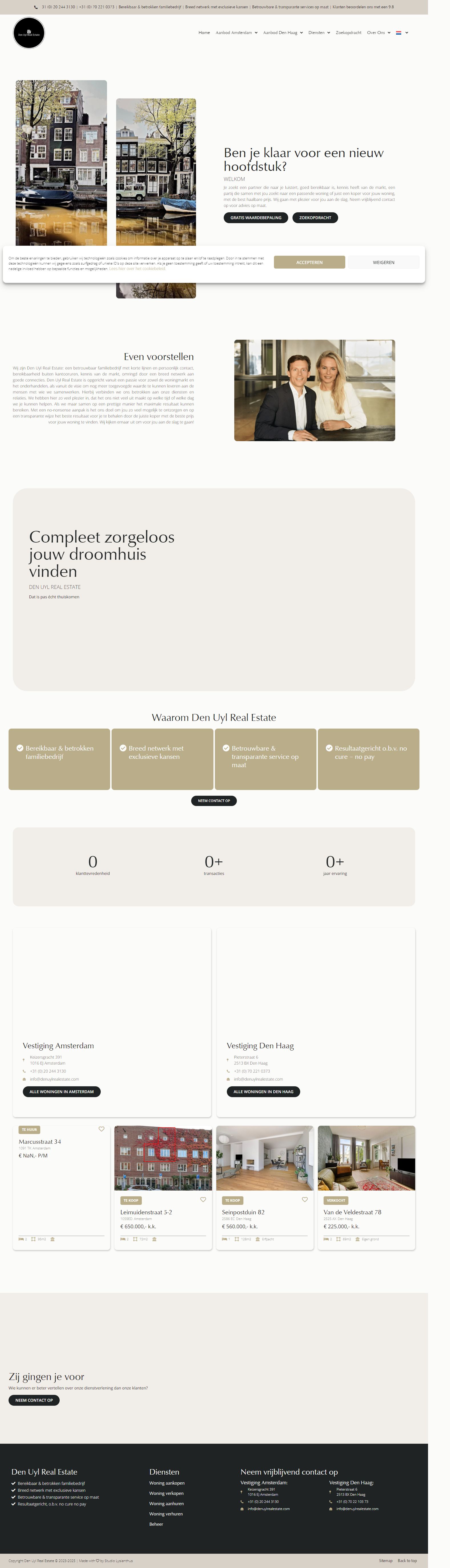 Screenshot van de website van www.denuylrealestate.com