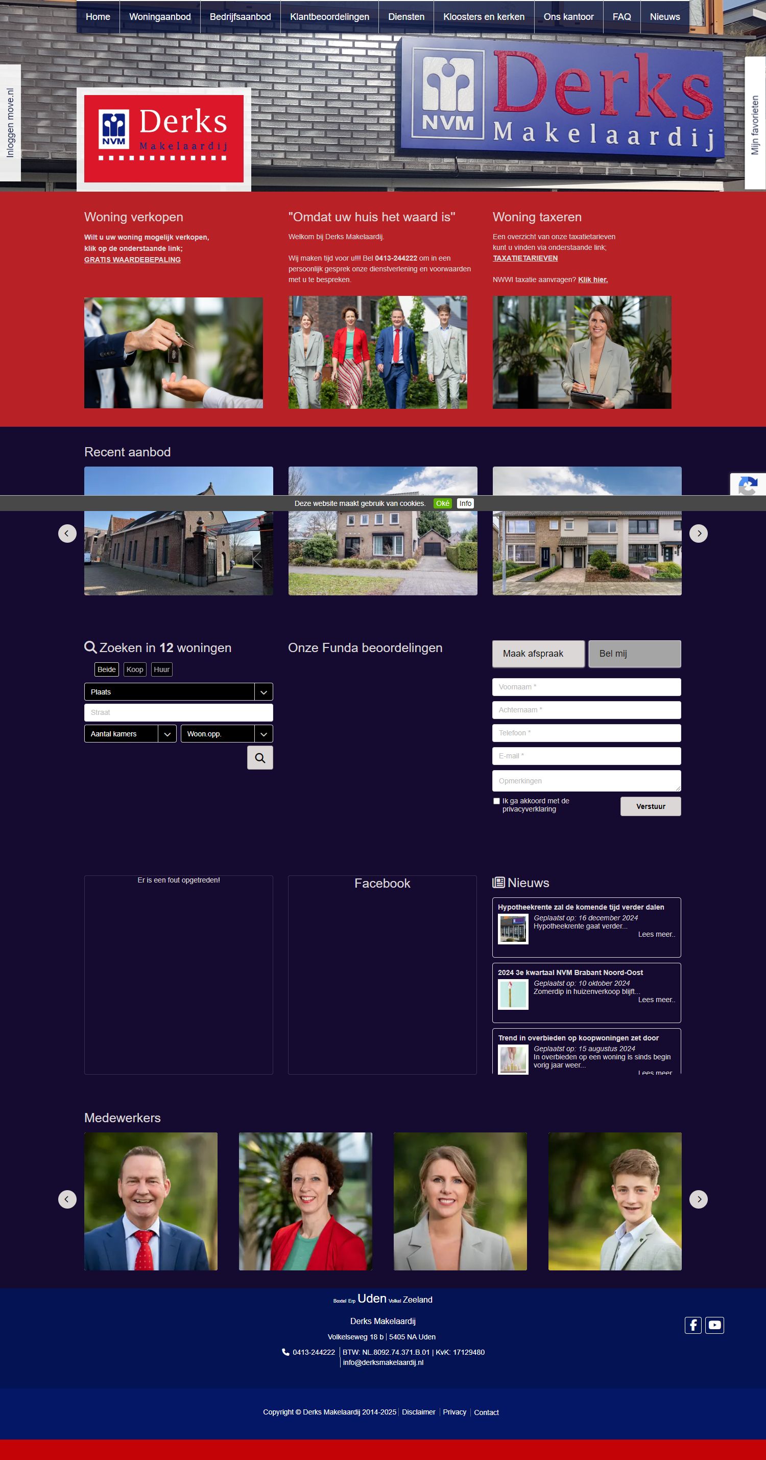 Screenshot van de website van www.derksmakelaardij.nl