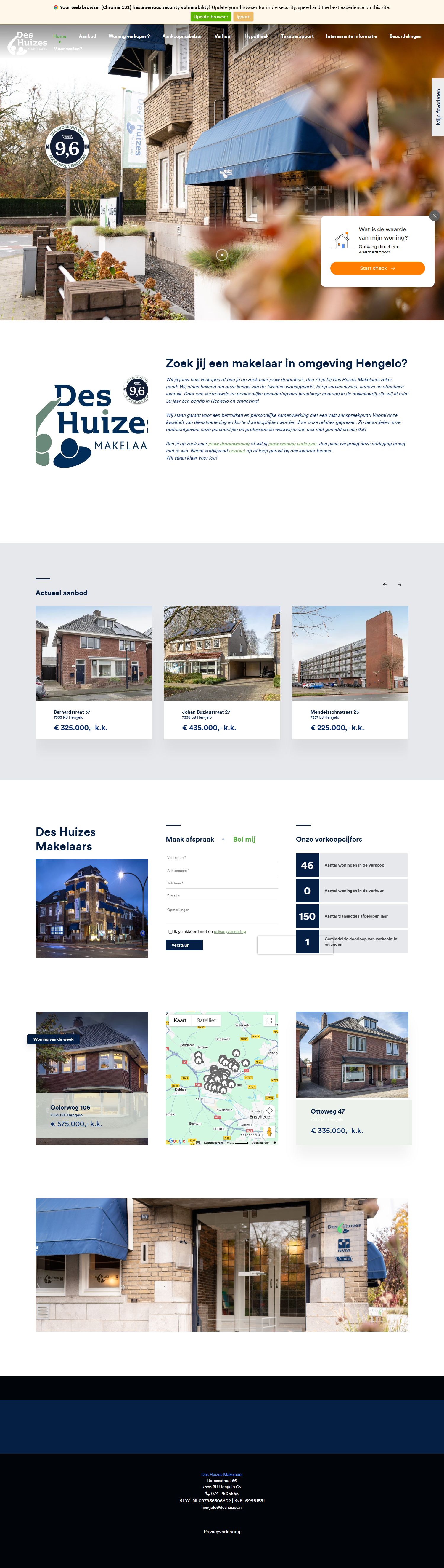 Screenshot of the website of www.deshuizes.nl
