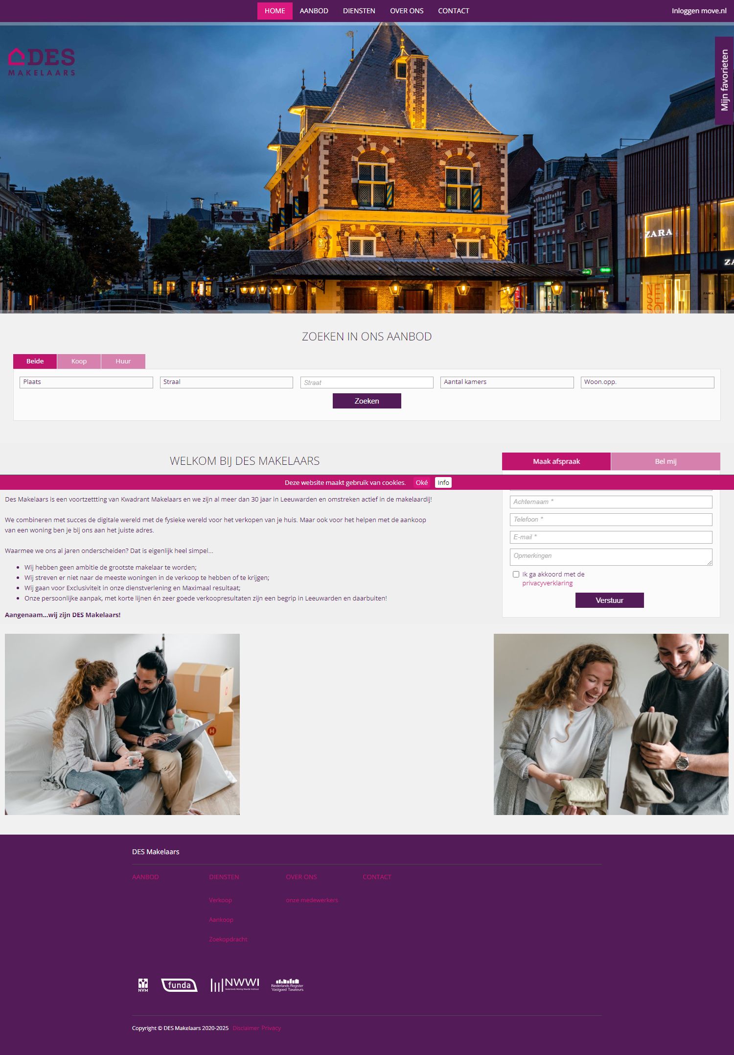 Screenshot van de website van www.desmakelaars.nl