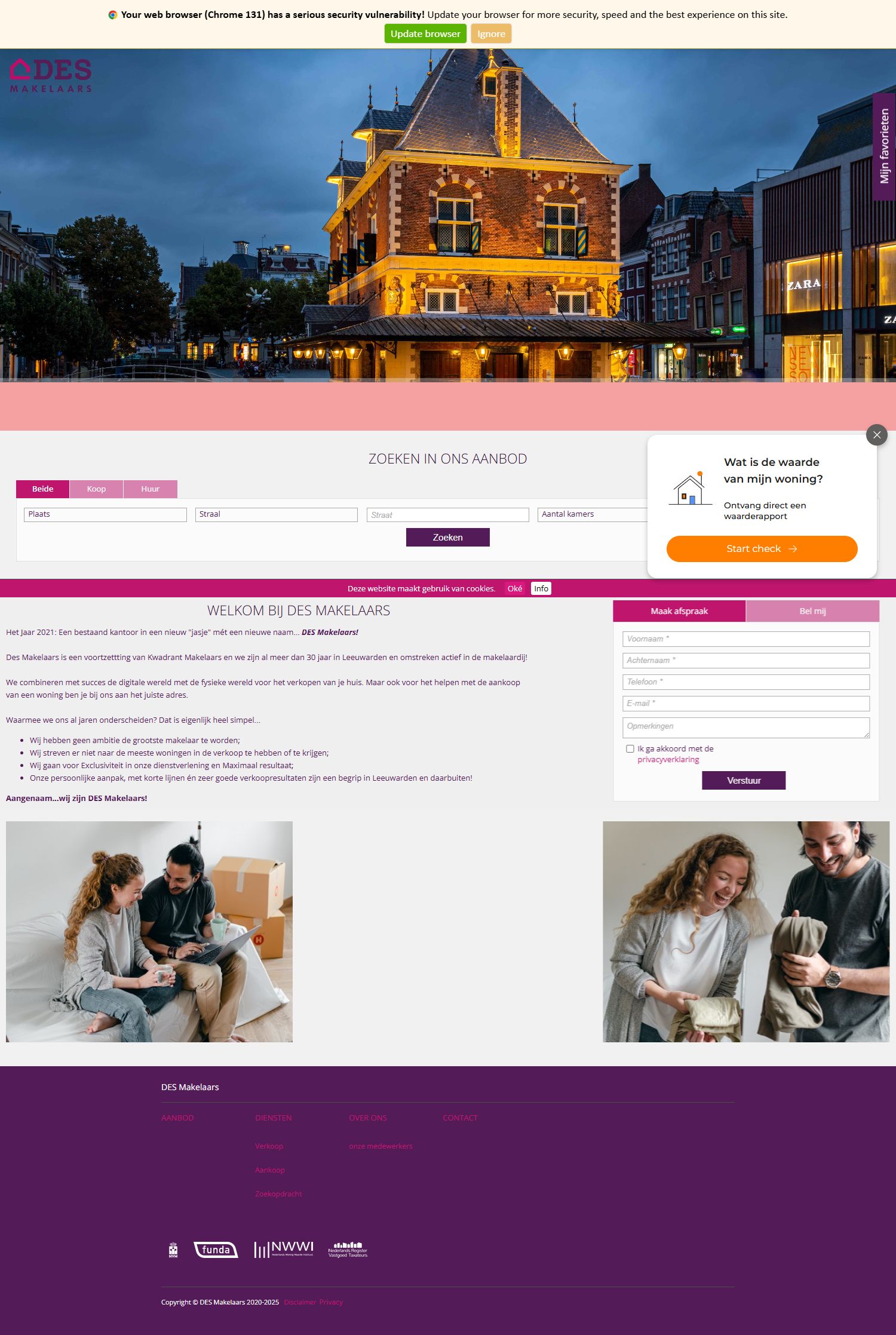 Screenshot van de website van www.desmakelaars.nl