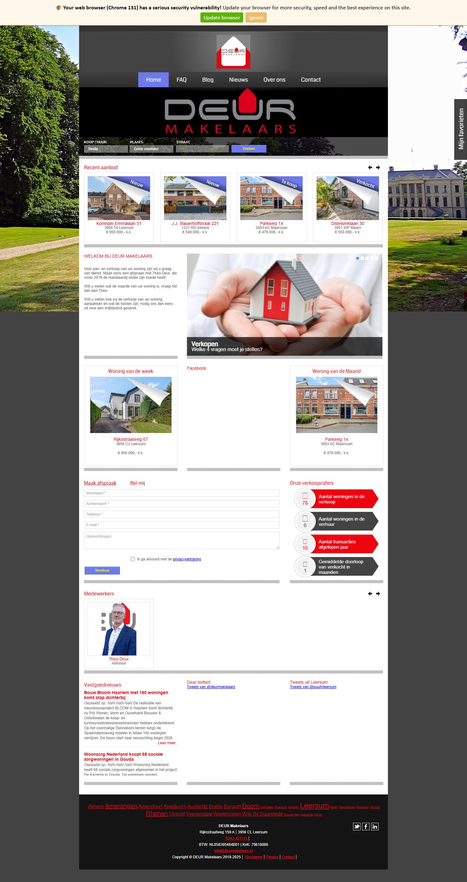 Screenshot of the website of www.deurmakelaars.nl