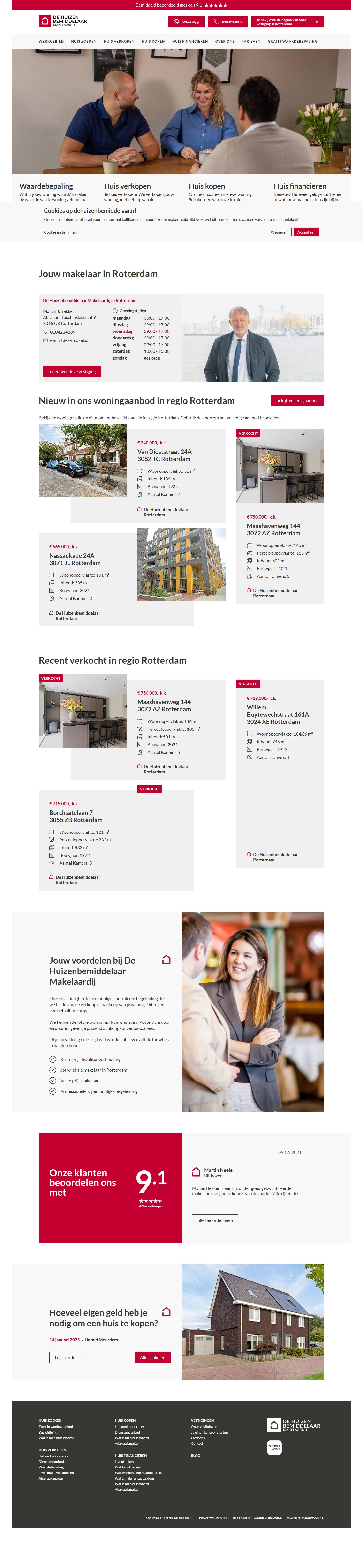 Screenshot van de website van www.dhbmakelaardij.nl