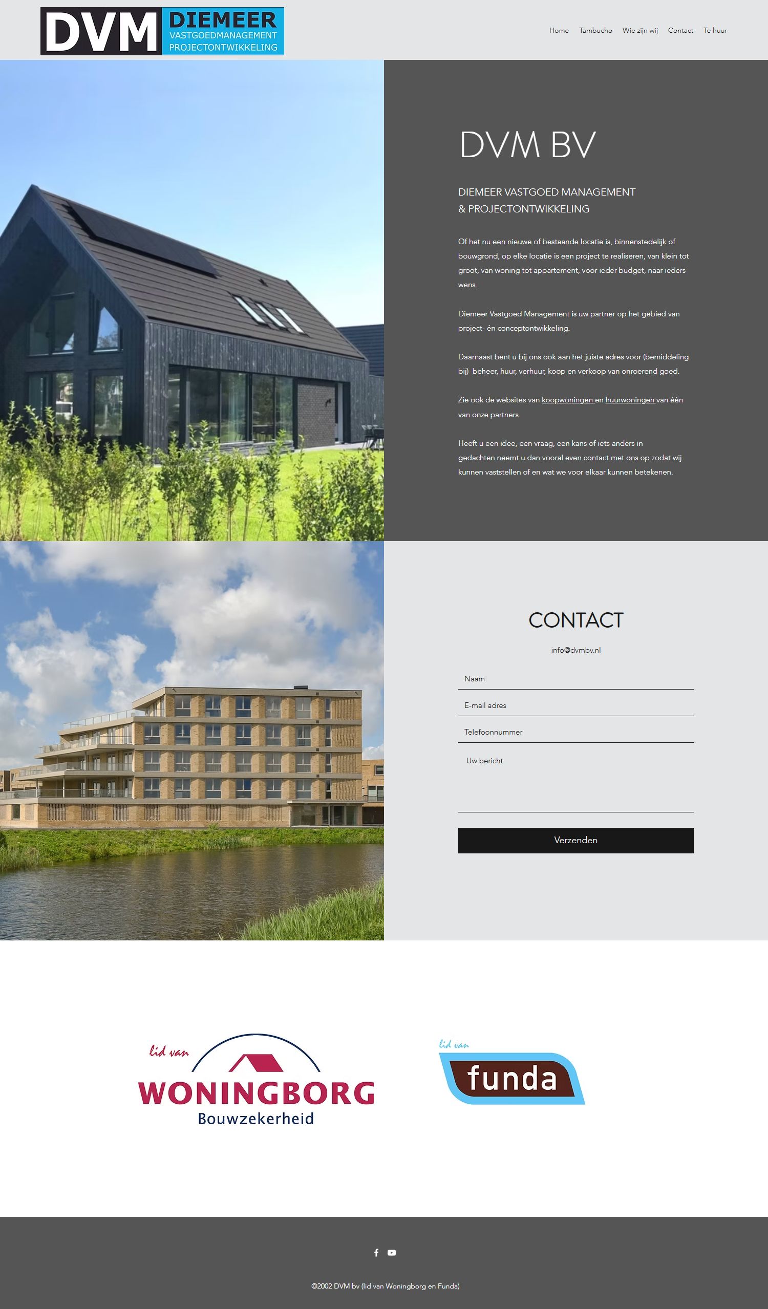 Screenshot van de website van www.dvmbv.nl