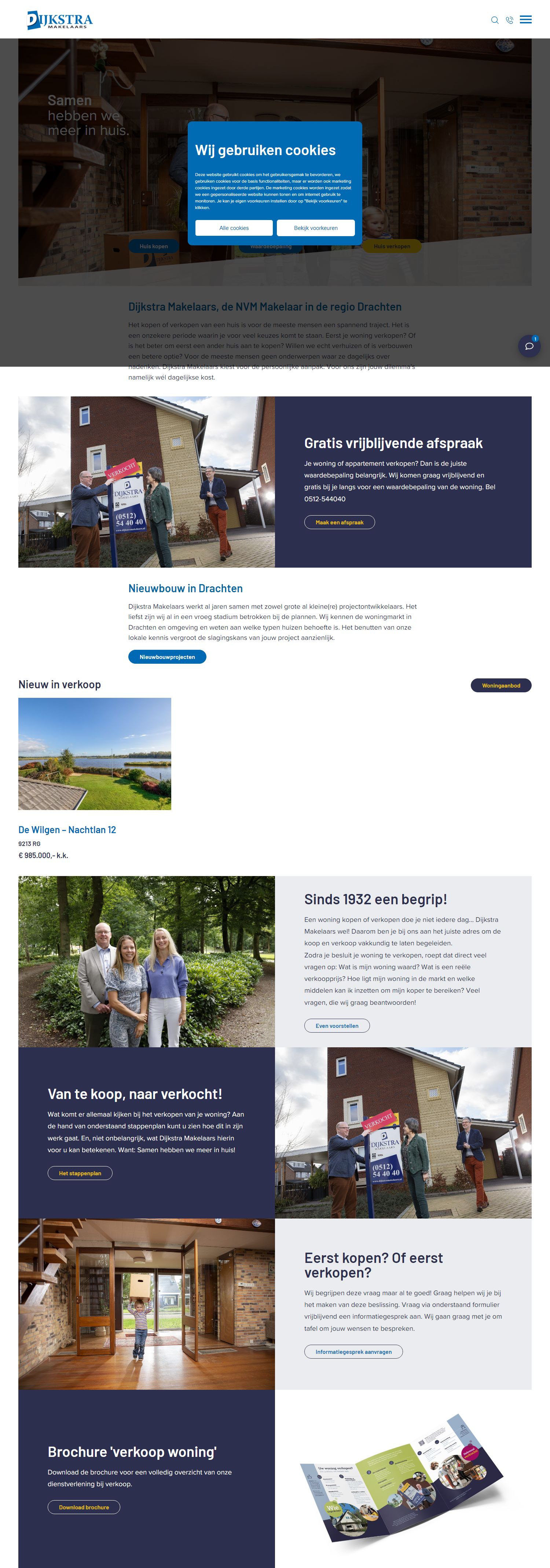 Screenshot van de website van www.dijkstramakelaars.nl