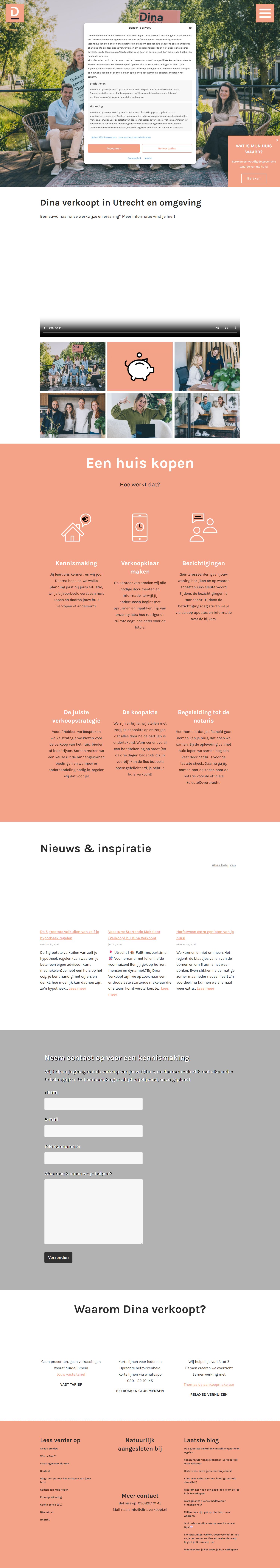 Screenshot of the website of www.dinaverkoopt.nl