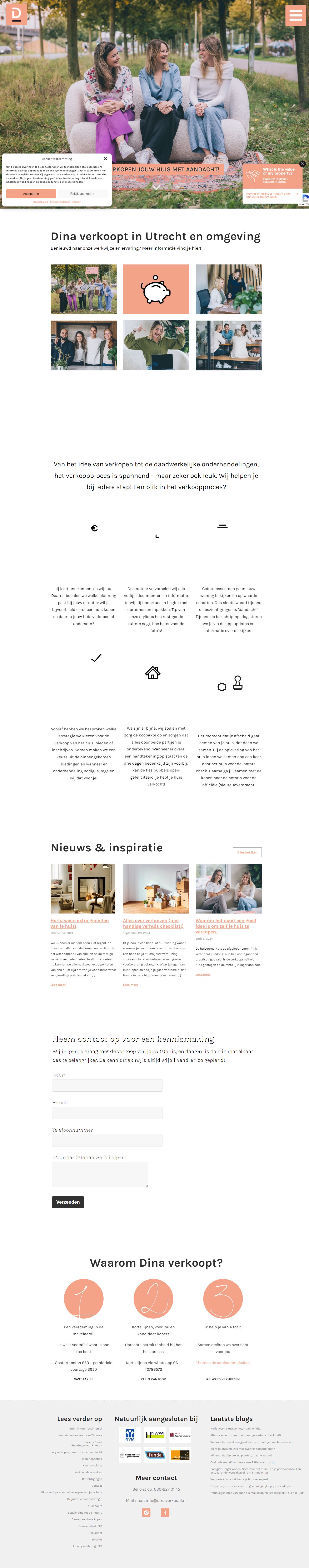 Screenshot van de website van www.dinaverkoopt.nl
