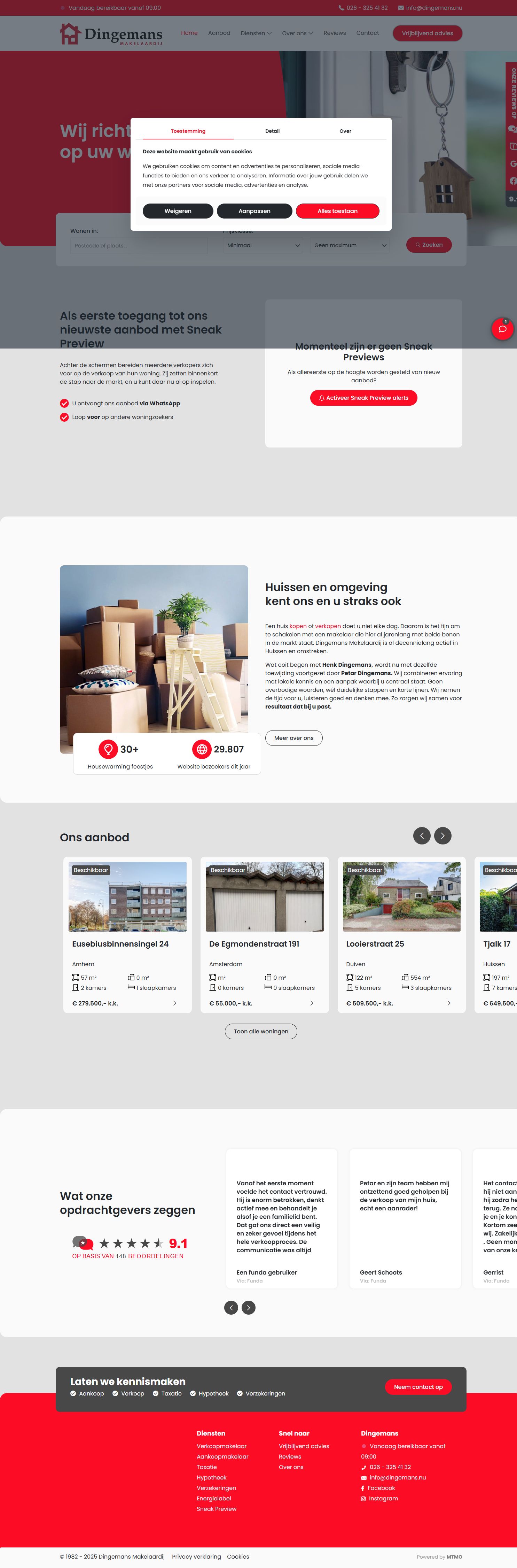 Screenshot of the website of www.dingemans.nu