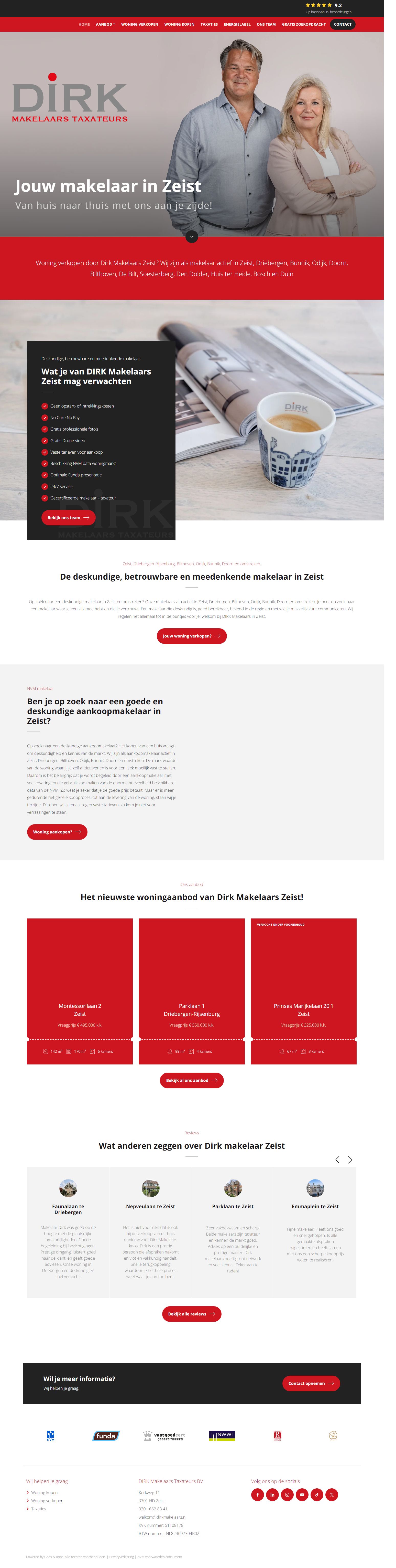 Screenshot van de website van www.dirkmakelaars.nl