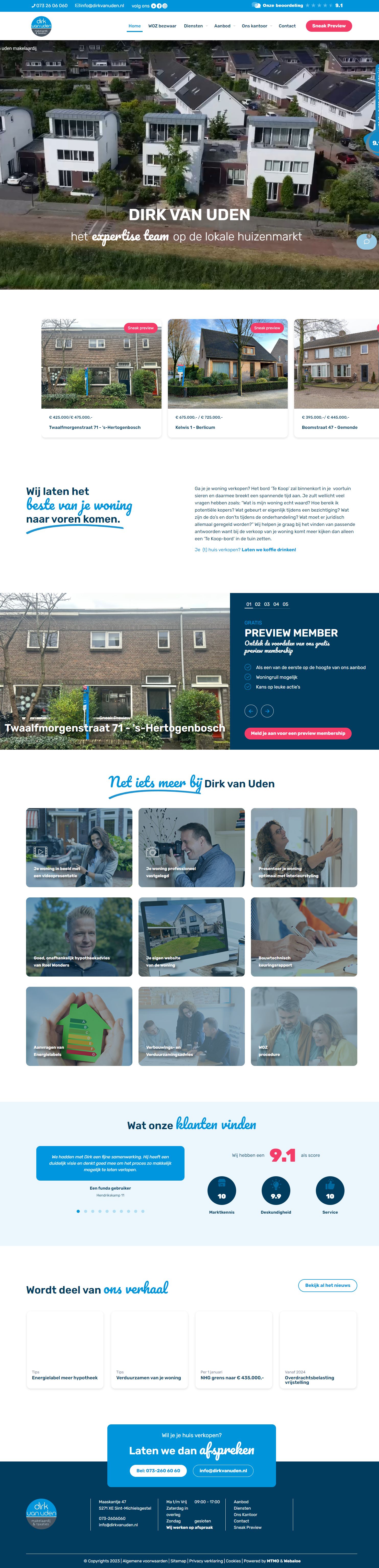 Screenshot van de website van www.dirkvanuden.nl