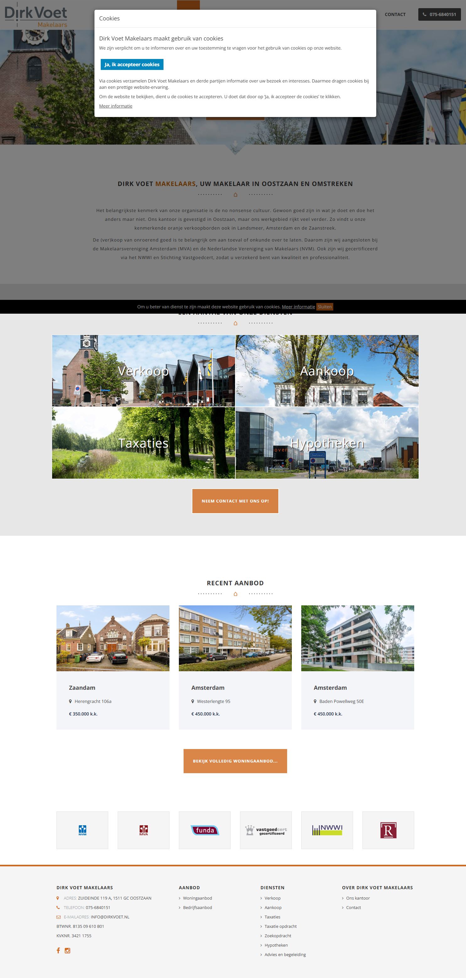 Screenshot of the website of www.dirkvoet.nl