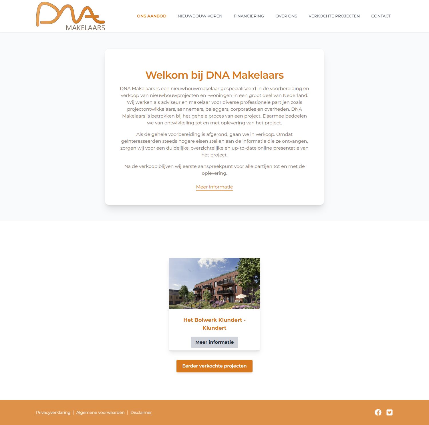 Screenshot of the website of www.dna-makelaars.nl