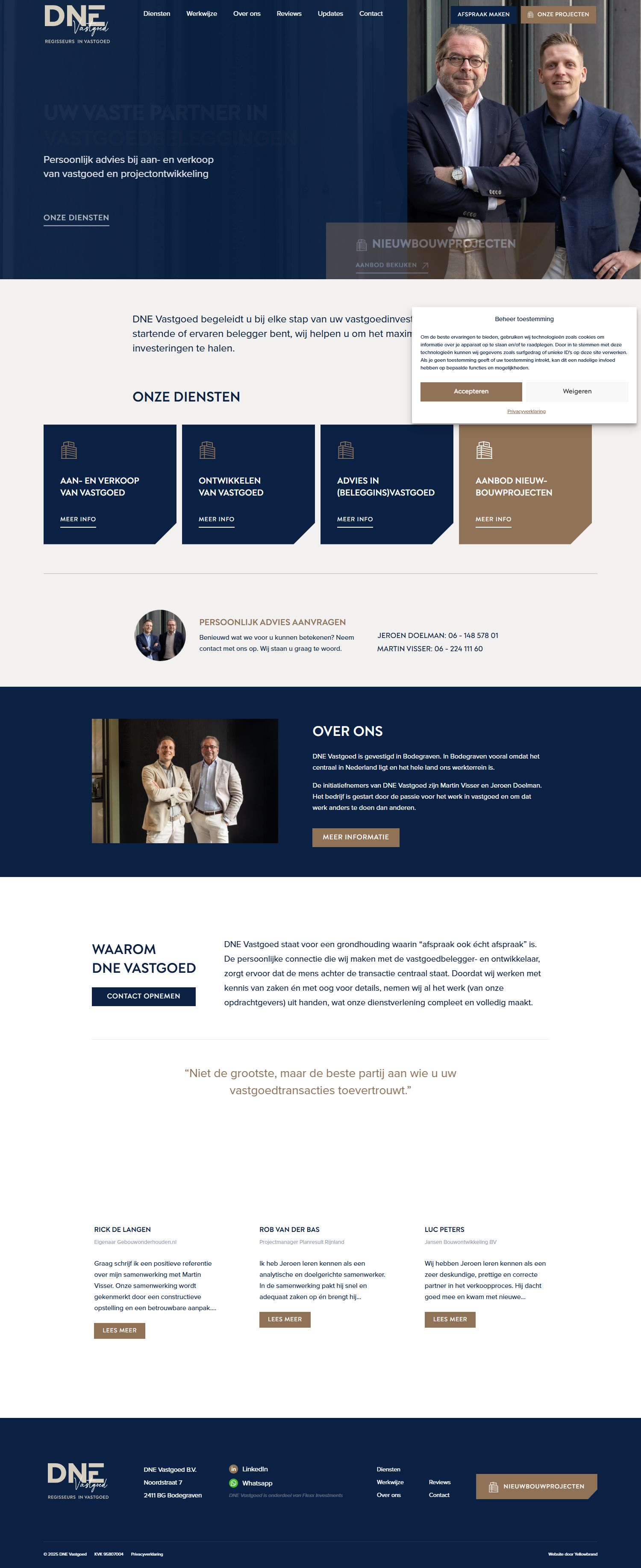 Capture d'écran du site web de dnevastgoed.nl