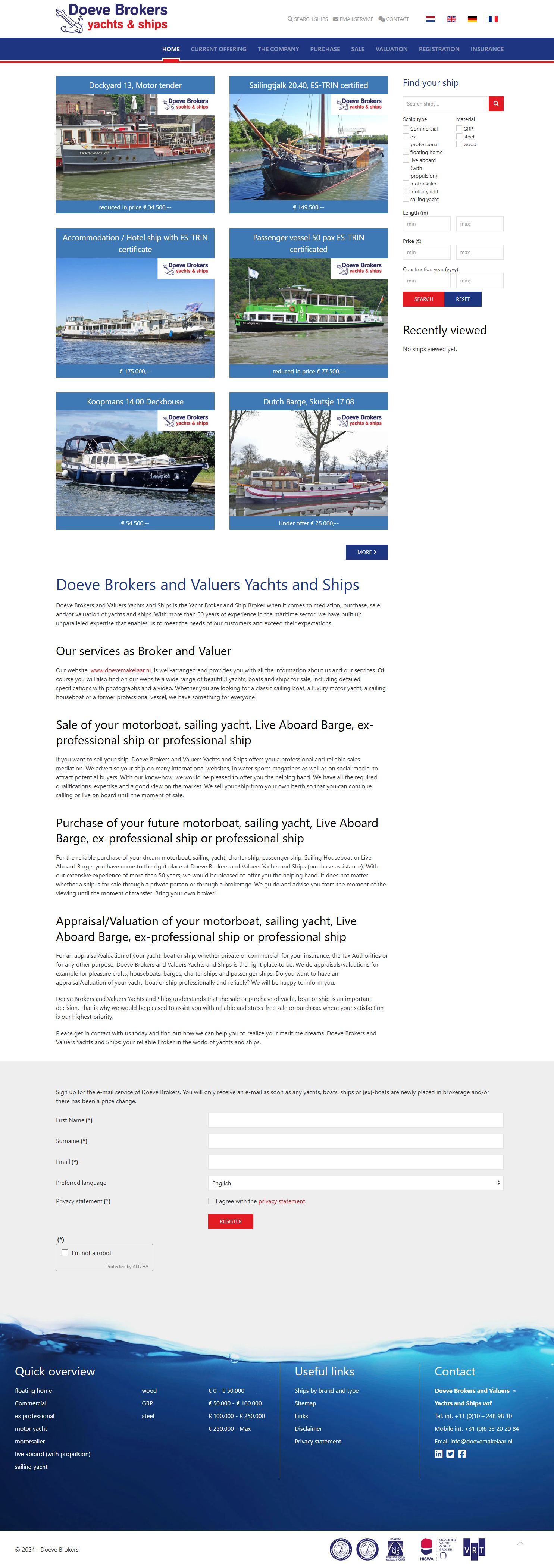 Capture d'écran du site web de www.doevemakelaar.nl