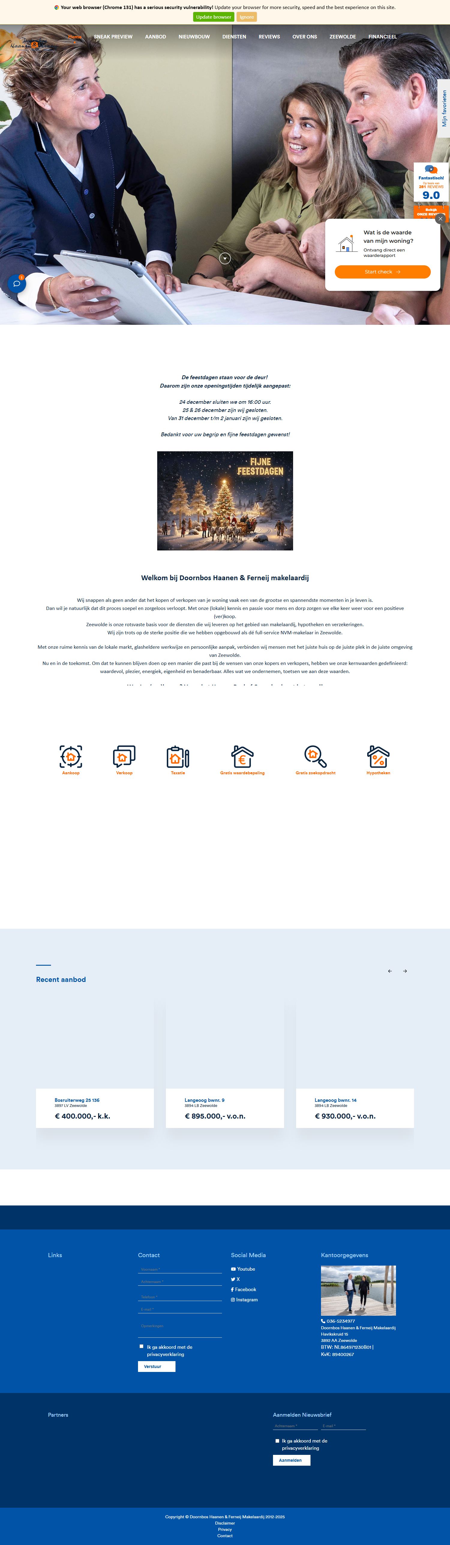 Screenshot van de website van www.dhfmakelaardij.nl