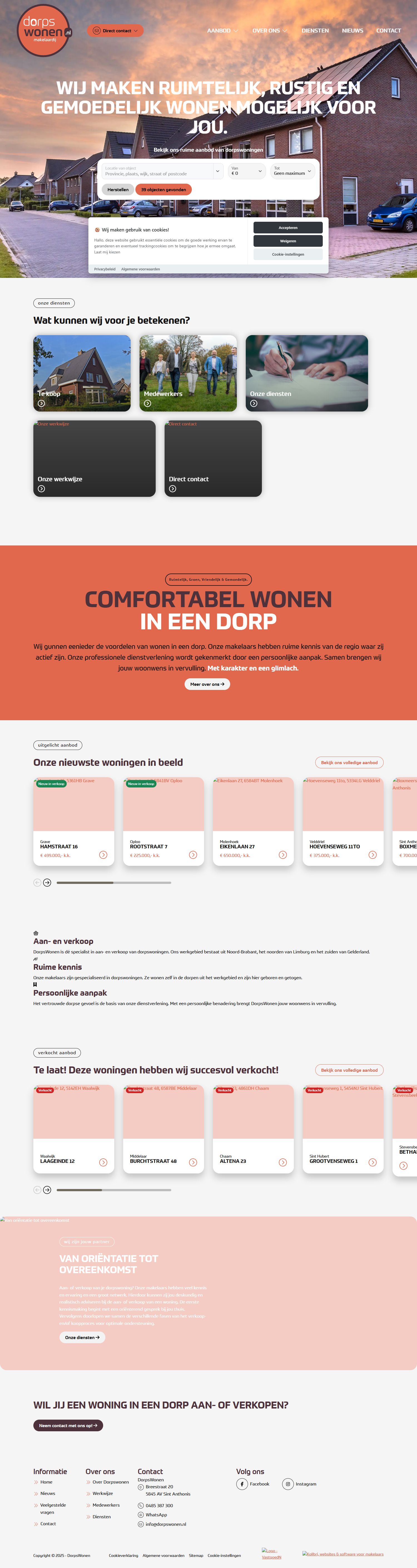 Screenshot van de website van www.dorpswonen.nl