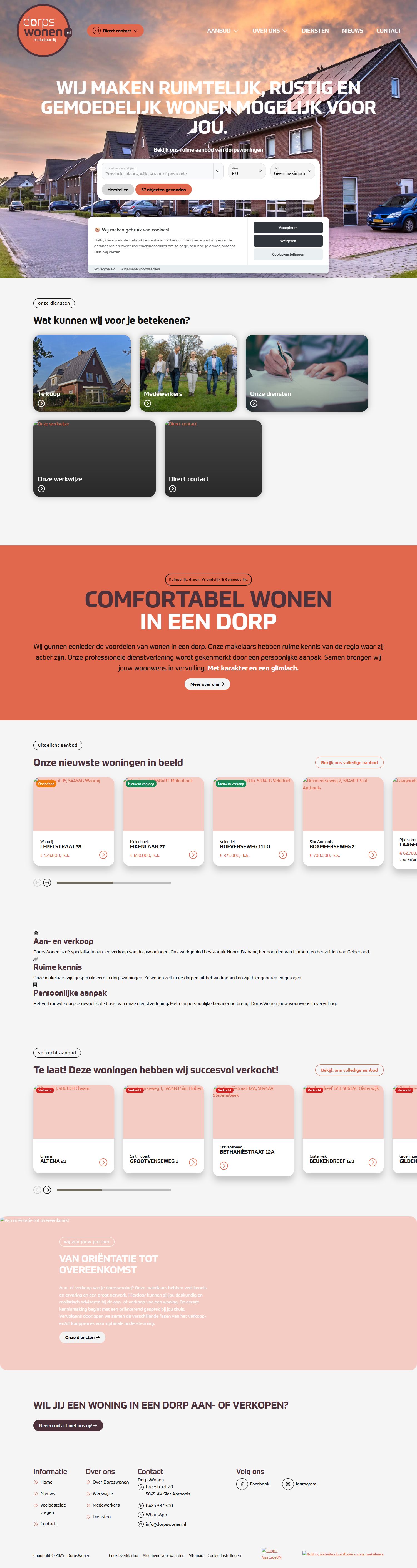 Screenshot of the website of www.dorpswonen.nl