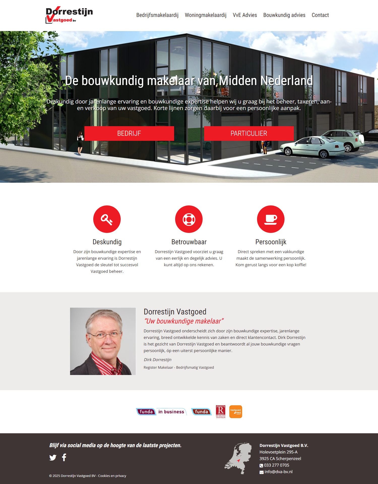 Screenshot der Website von www.dva-bv.nl