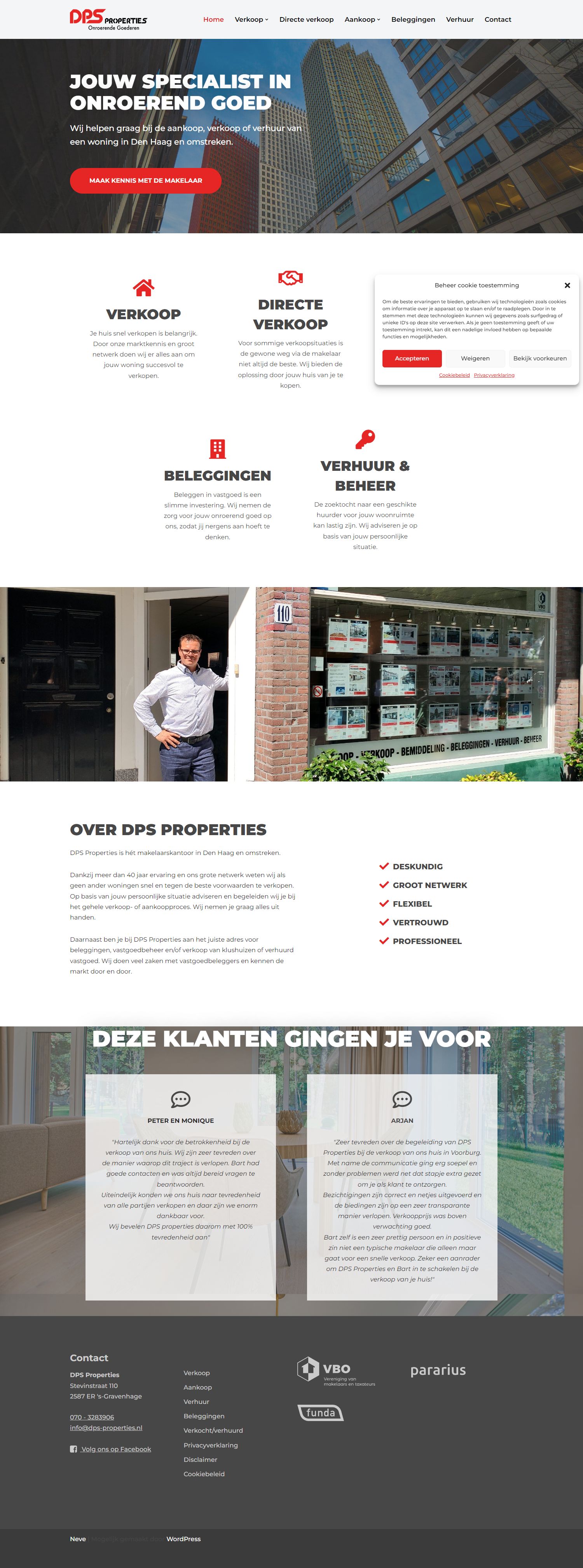 Screenshot van de website van www.dps-properties.nl