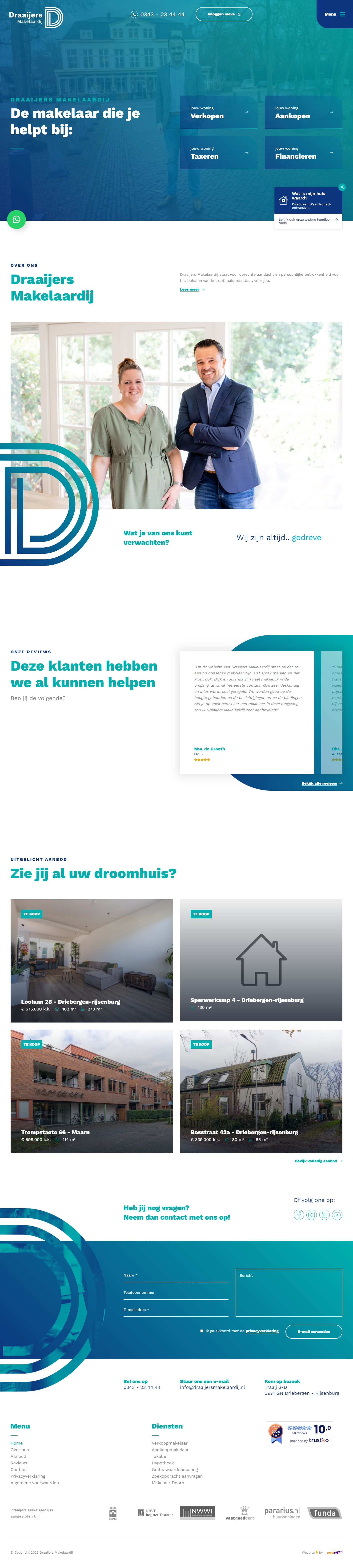 Screenshot van de website van www.draaijersmakelaardij.nl