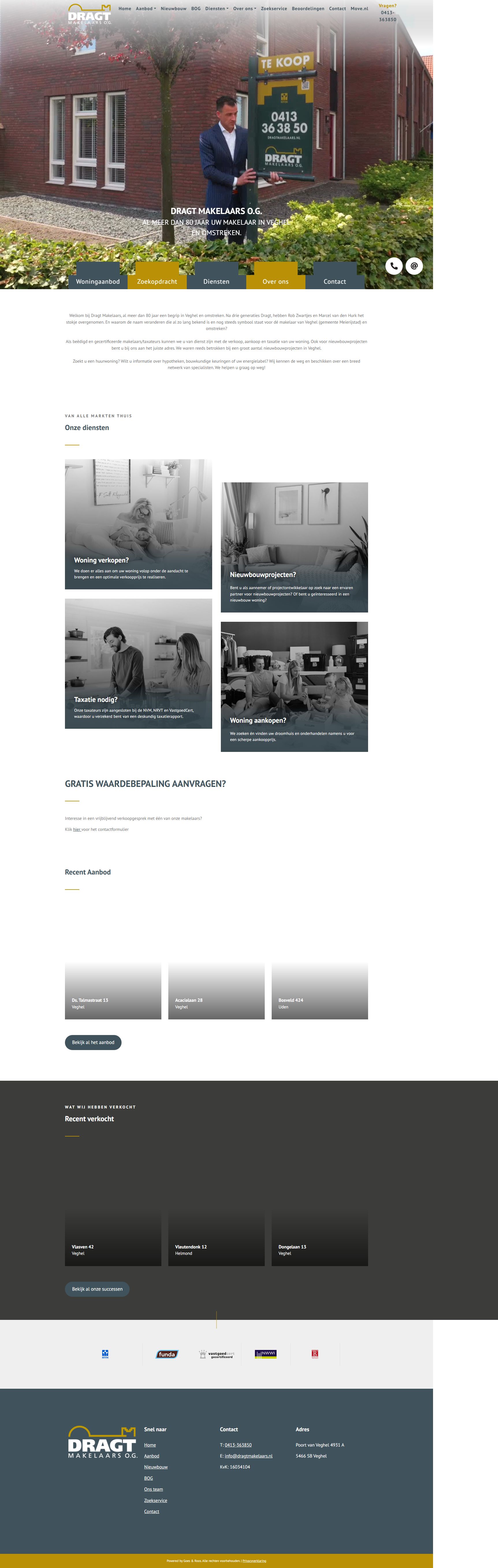 Screenshot of the website of www.dragtmakelaars.nl