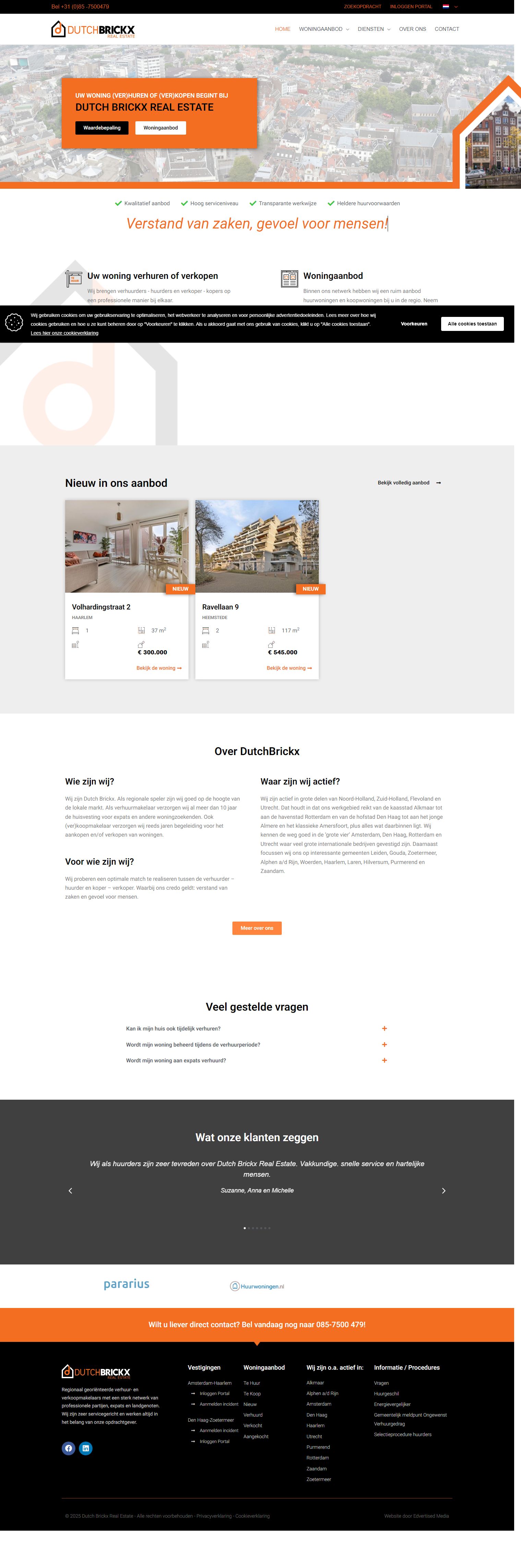 Screenshot van de website van www.dutchbrickx.nl