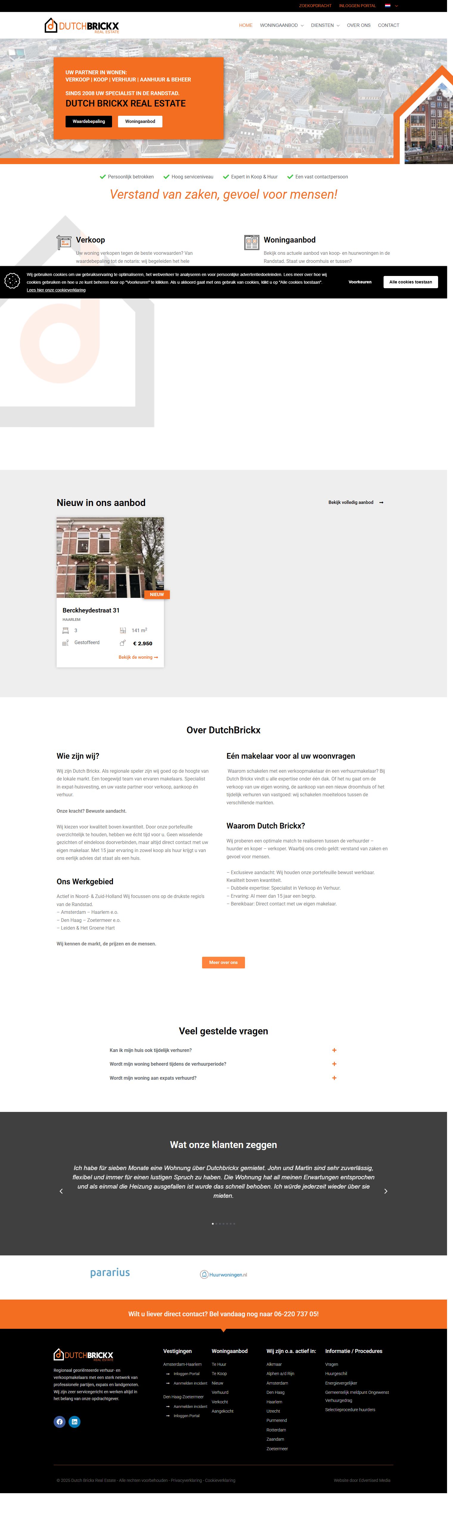 Screenshot van de website van www.dutchbrickx.nl