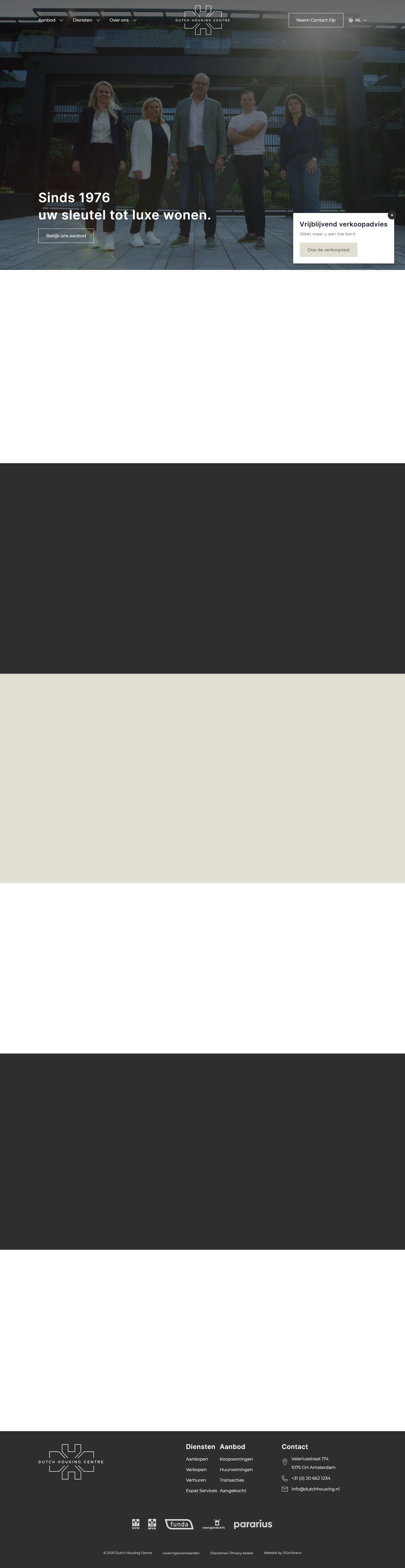 Screenshot van de website van www.dutchhousing.nl