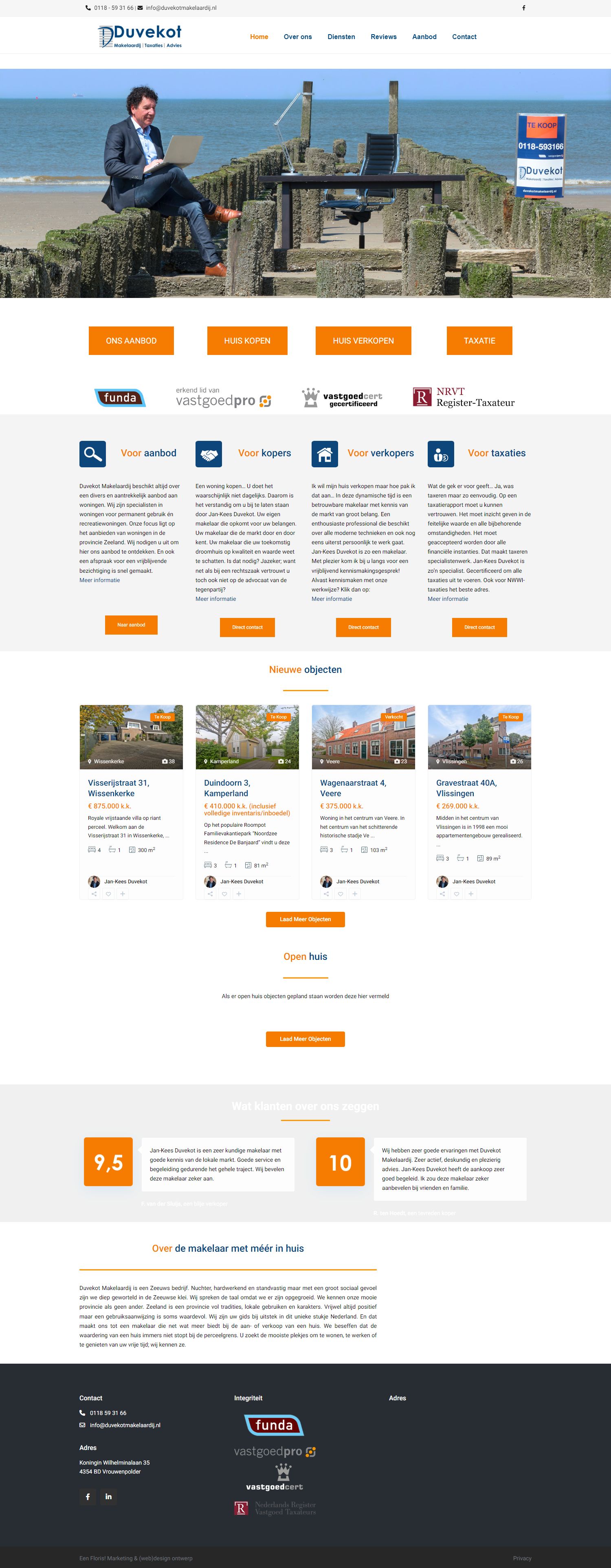 Screenshot van de website van www.duvekotmakelaardij.nl