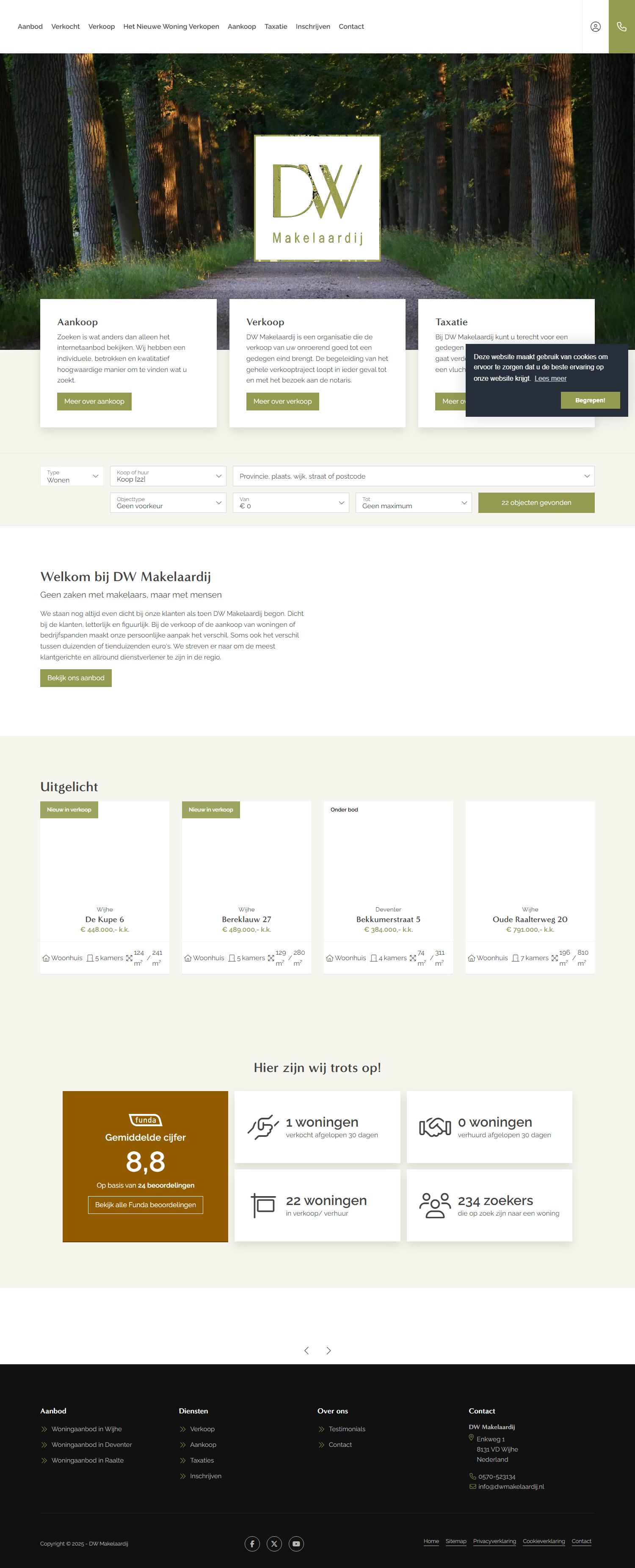 Screenshot van de website van www.dwmakelaardij.nl
