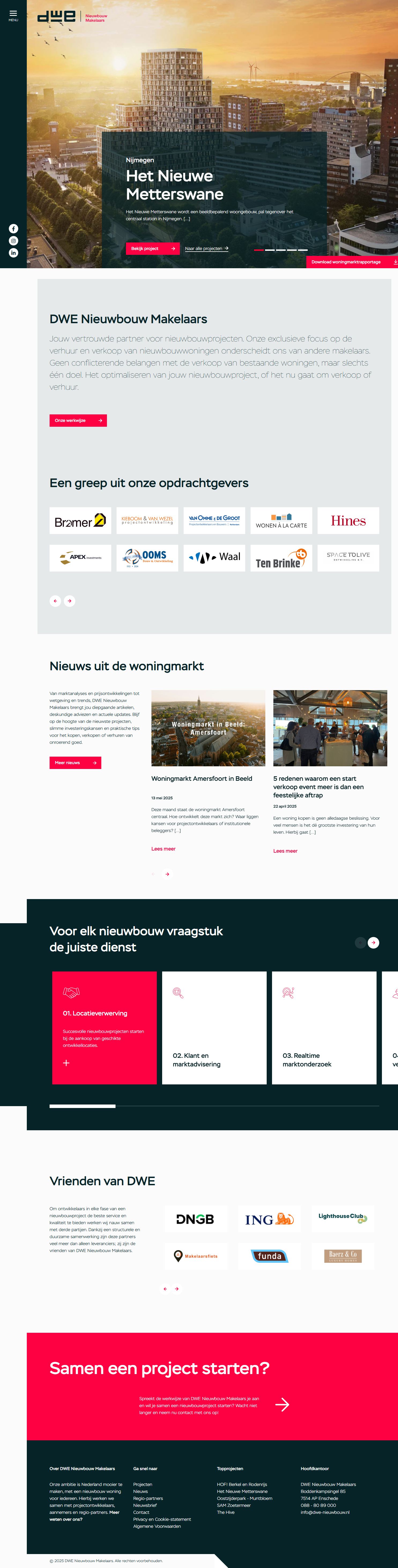 Screenshot van de website van www.dwe-nieuwbouw.nl