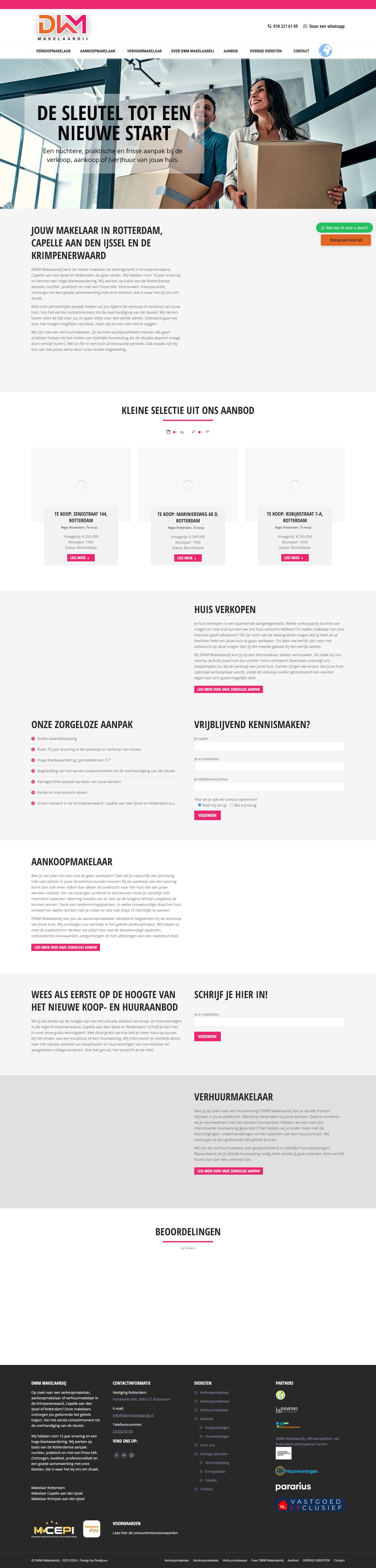Screenshot of the website of www.dwmmakelaardij.nl