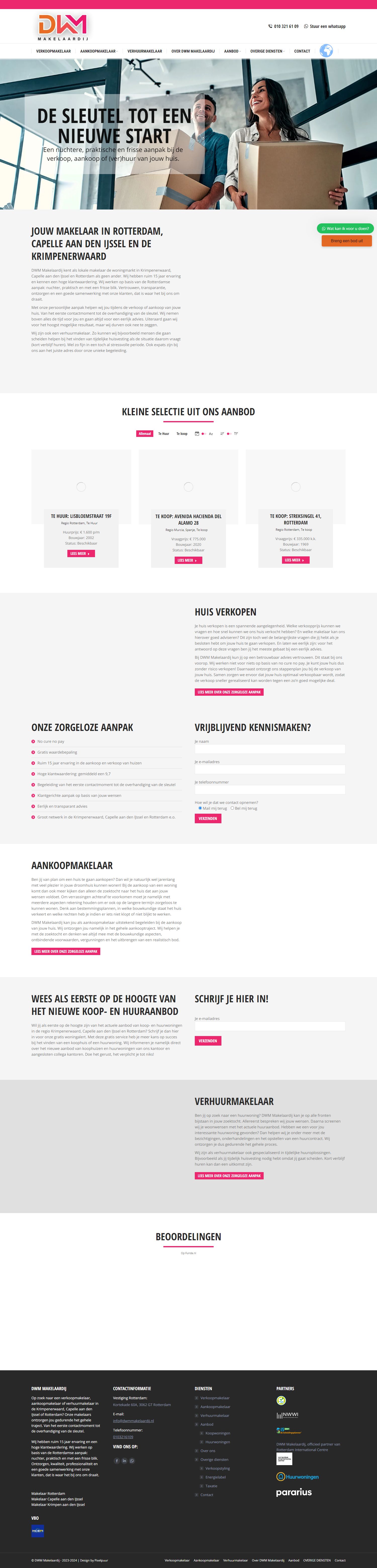 Screenshot van de website van www.dwmmakelaardij.nl