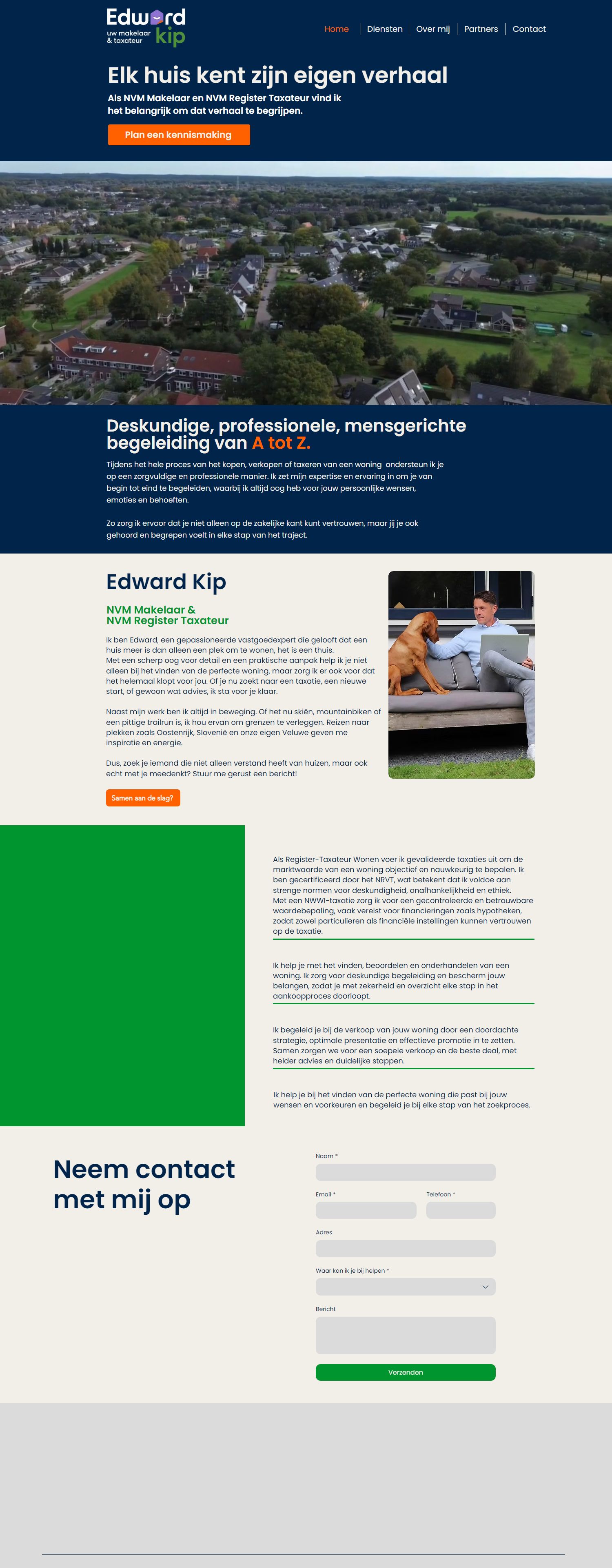 Screenshot van de website van www.edwardkip.nl