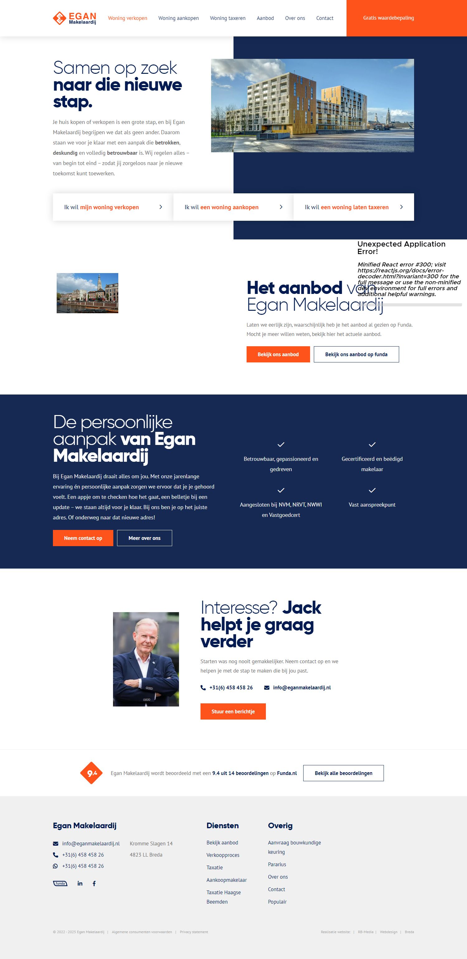 Screenshot van de website van www.eganmakelaardij.nl