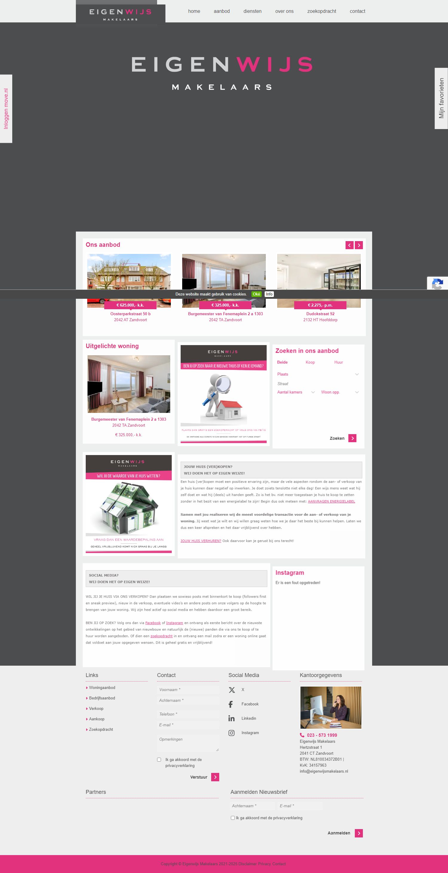 Screenshot van de website van www.eigenwijs-makelaars.nl