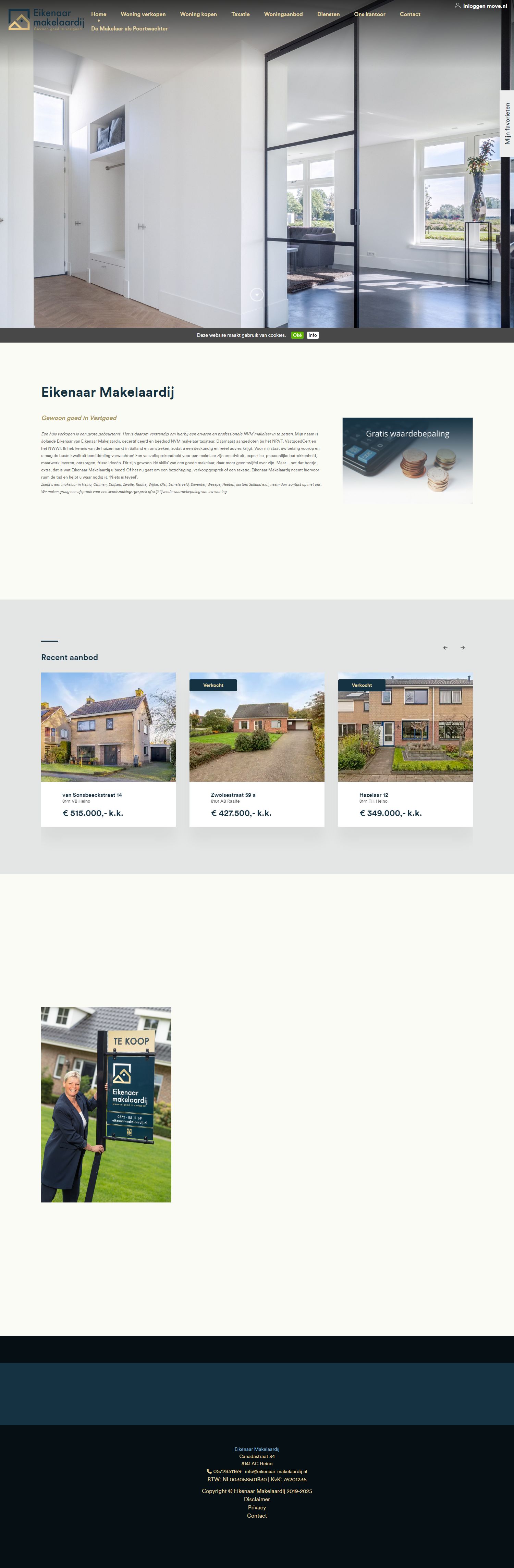 Screenshot van de website van www.eikenaar-makelaardij.nl