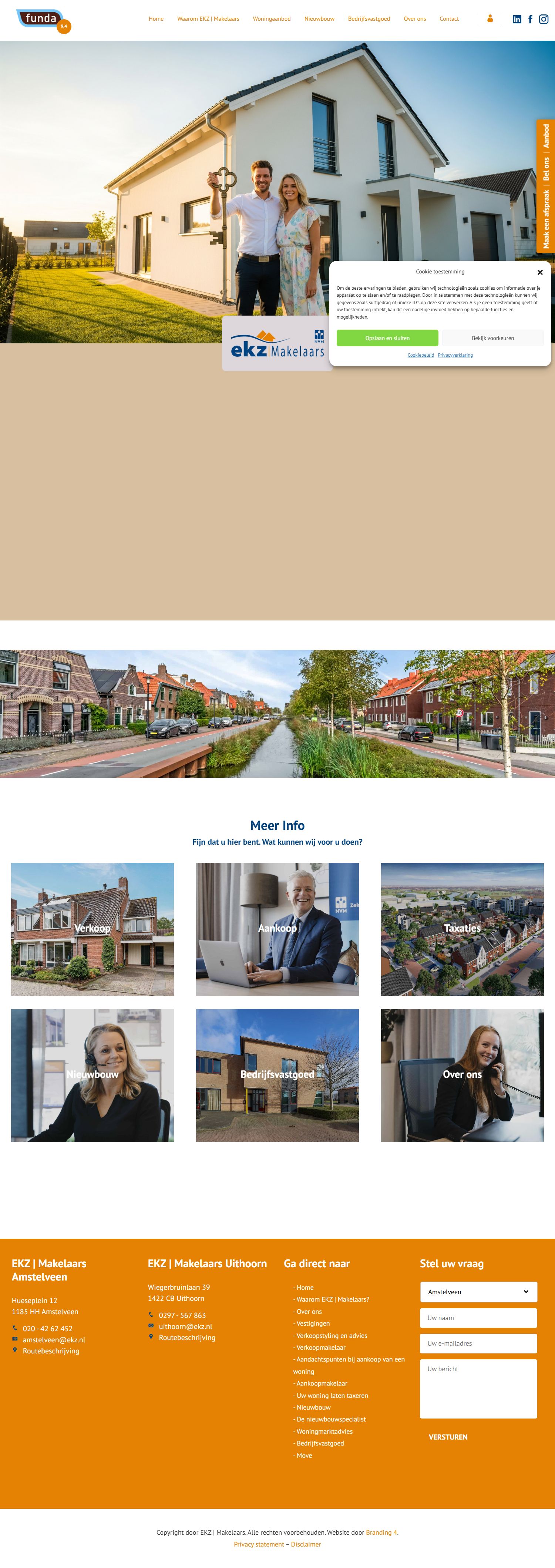 Screenshot van de website van www.ekz.nl