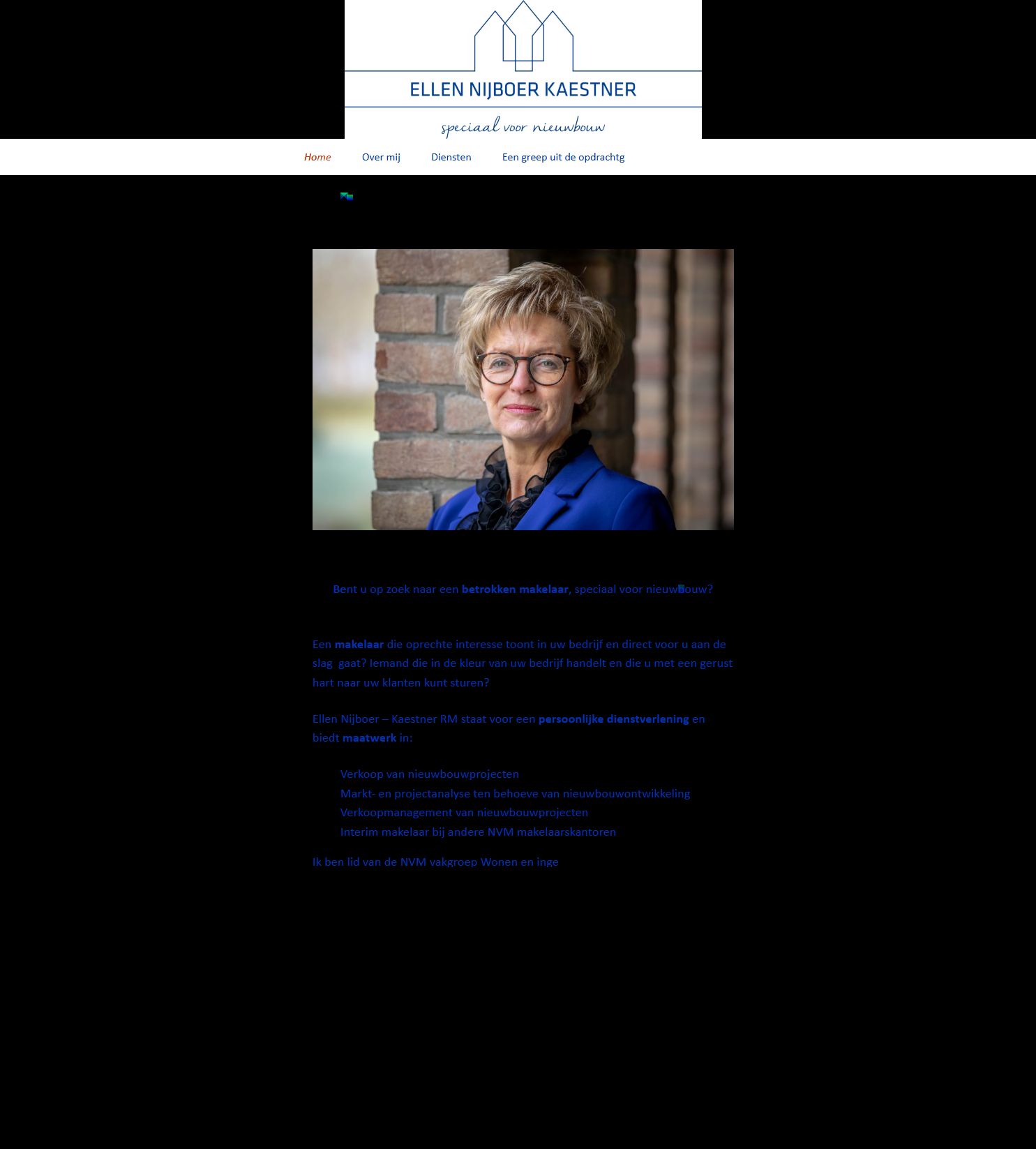 Screenshot van de website van www.ellennijboer.nl