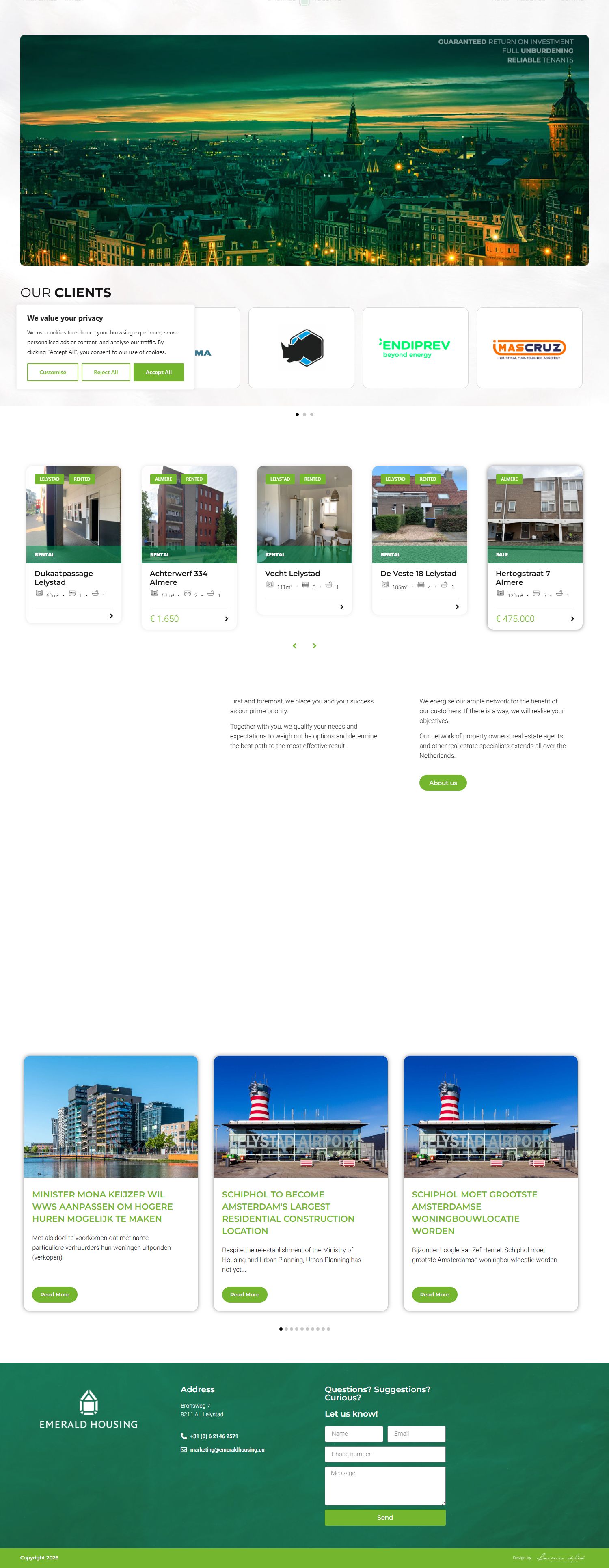 Screenshot of the website of www.emeraldhousing.eu
