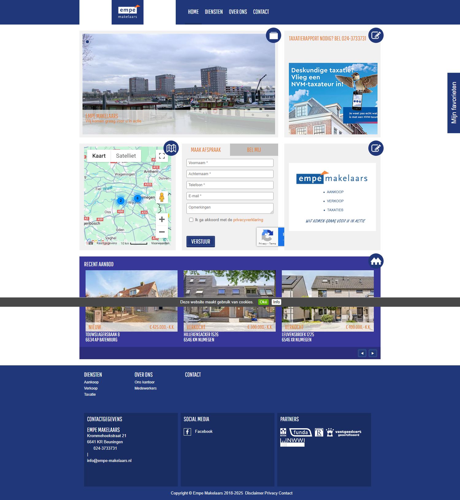 Screenshot van de website van www.empe-makelaars.nl