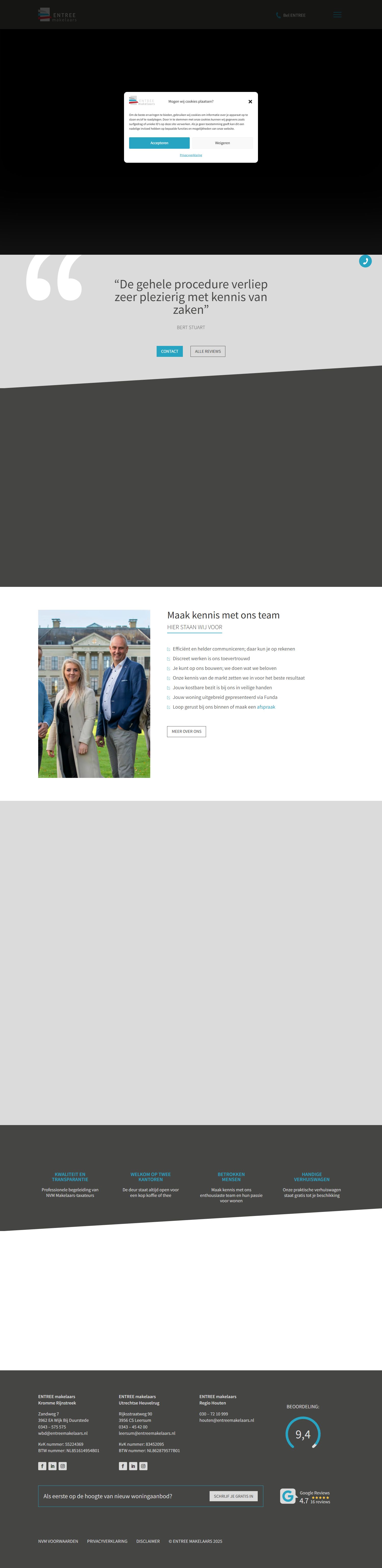 Screenshot van de website van www.entreemakelaars.nl