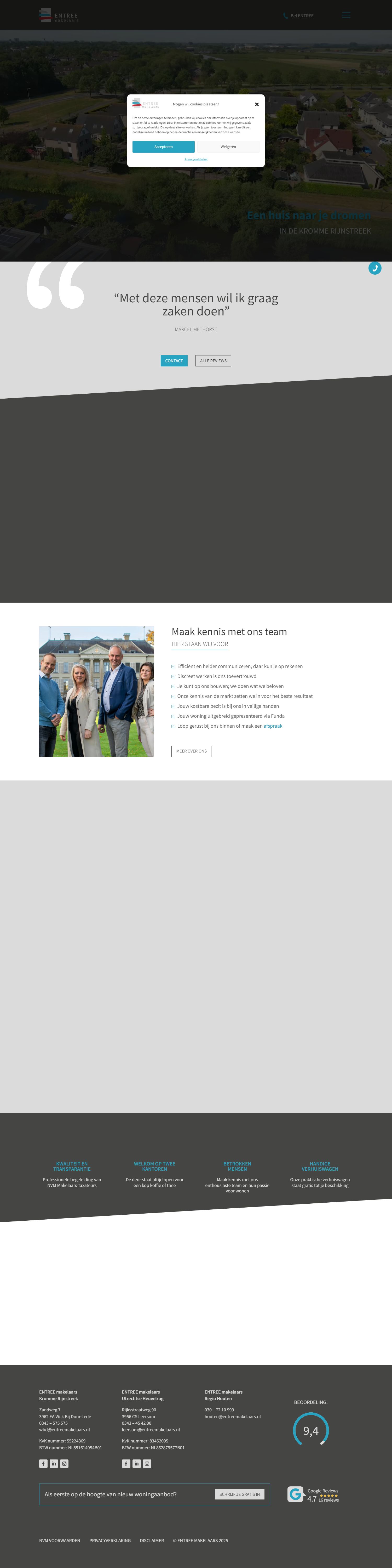 Screenshot van de website van www.entreemakelaars.nl