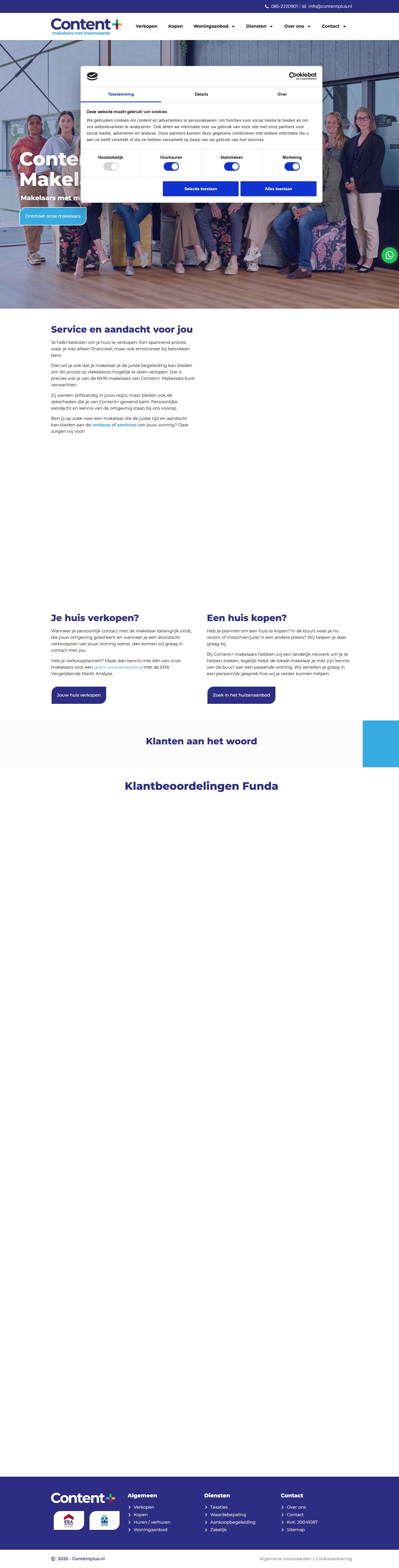Screenshot van de website van www.contentplus.nl